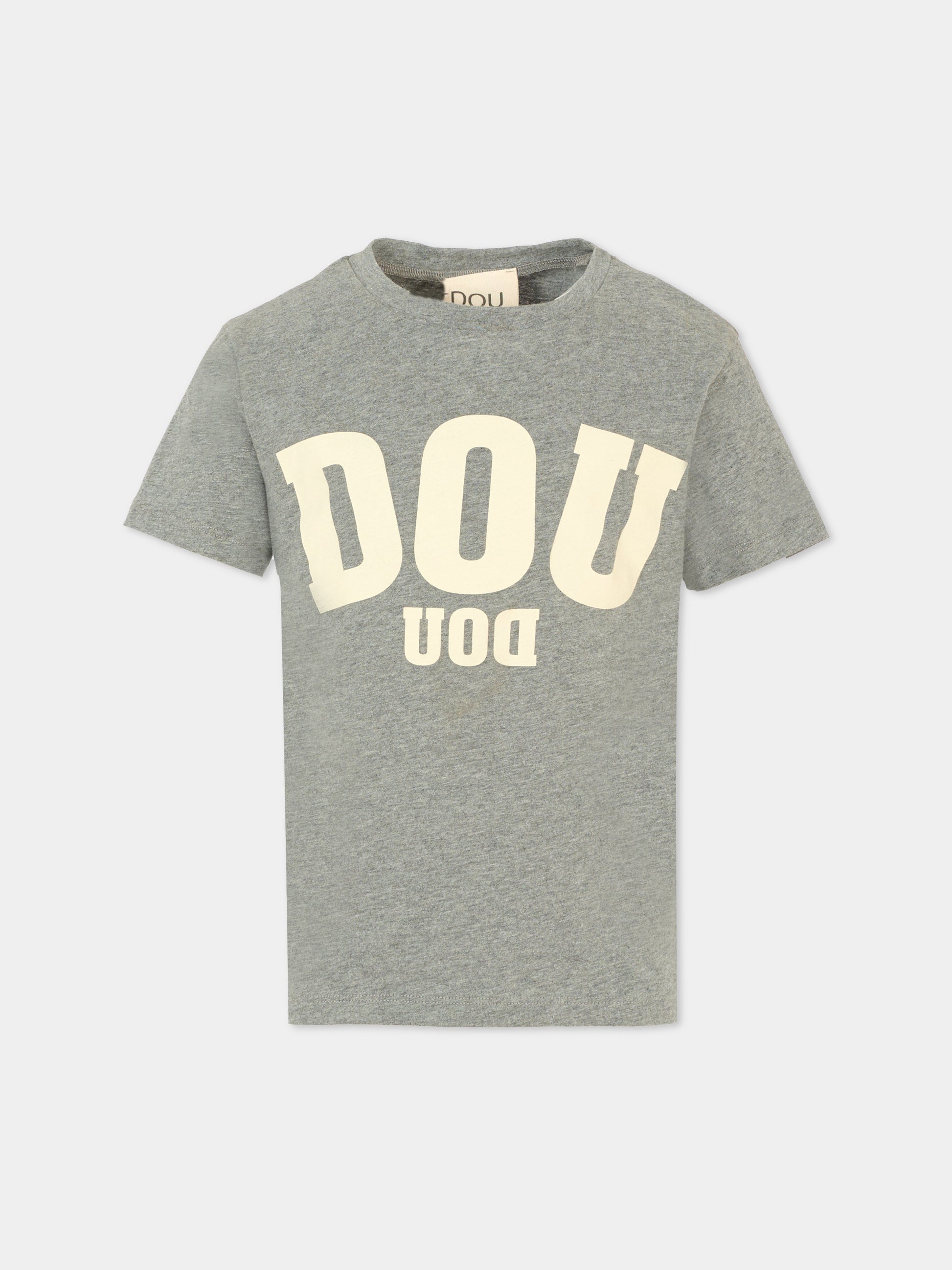 T-shirt grigia per bambina con logo,Douuod Kids,2R8O81 Z0762 918