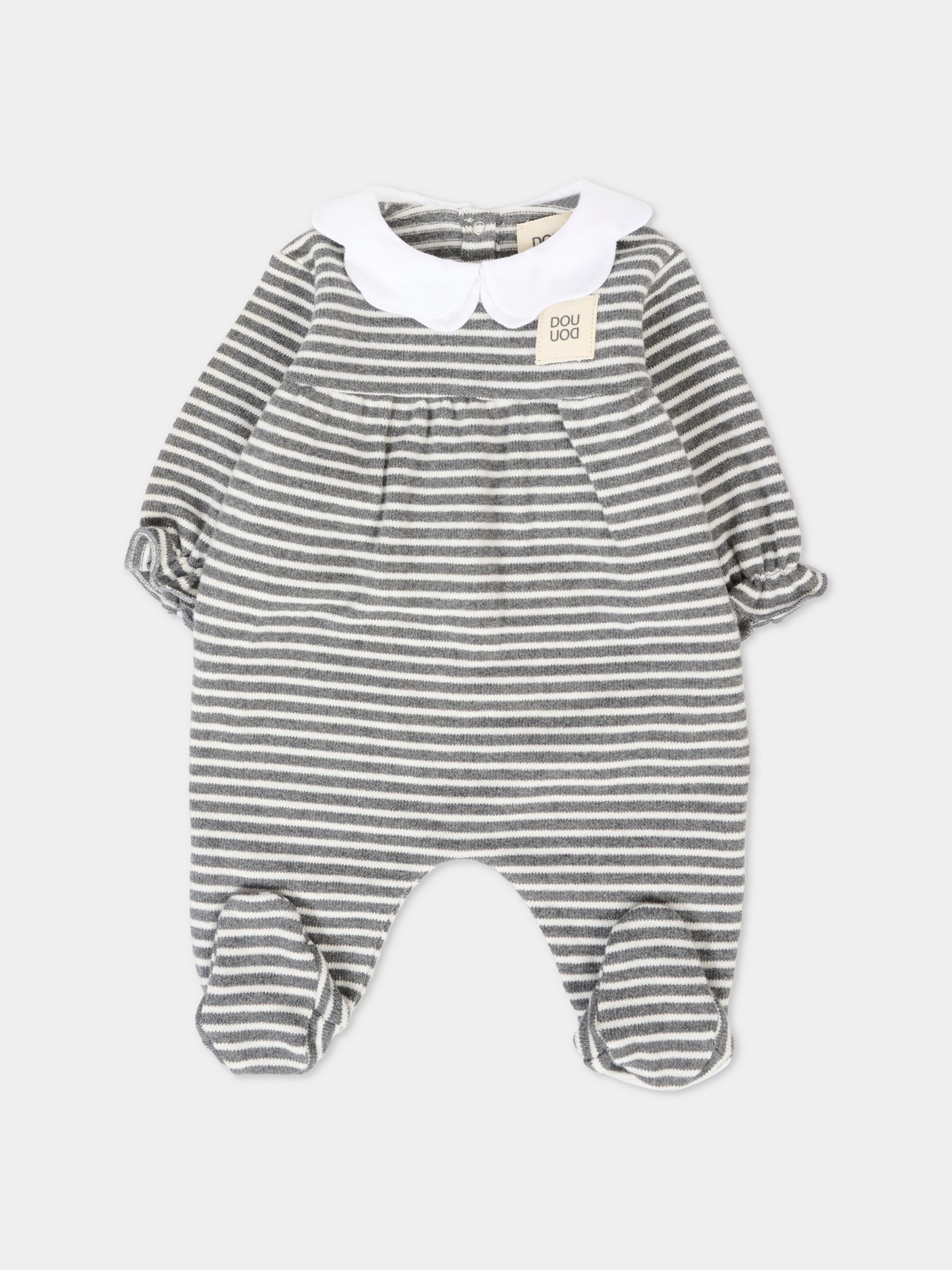 Tutina grigia per neonata con patch,Douuod Kids,DTA010 Z1639 105GR