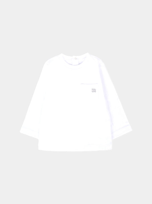 T-shirt bianca per neonata con logo,Douuod Kids,DT8520 Z0761 100