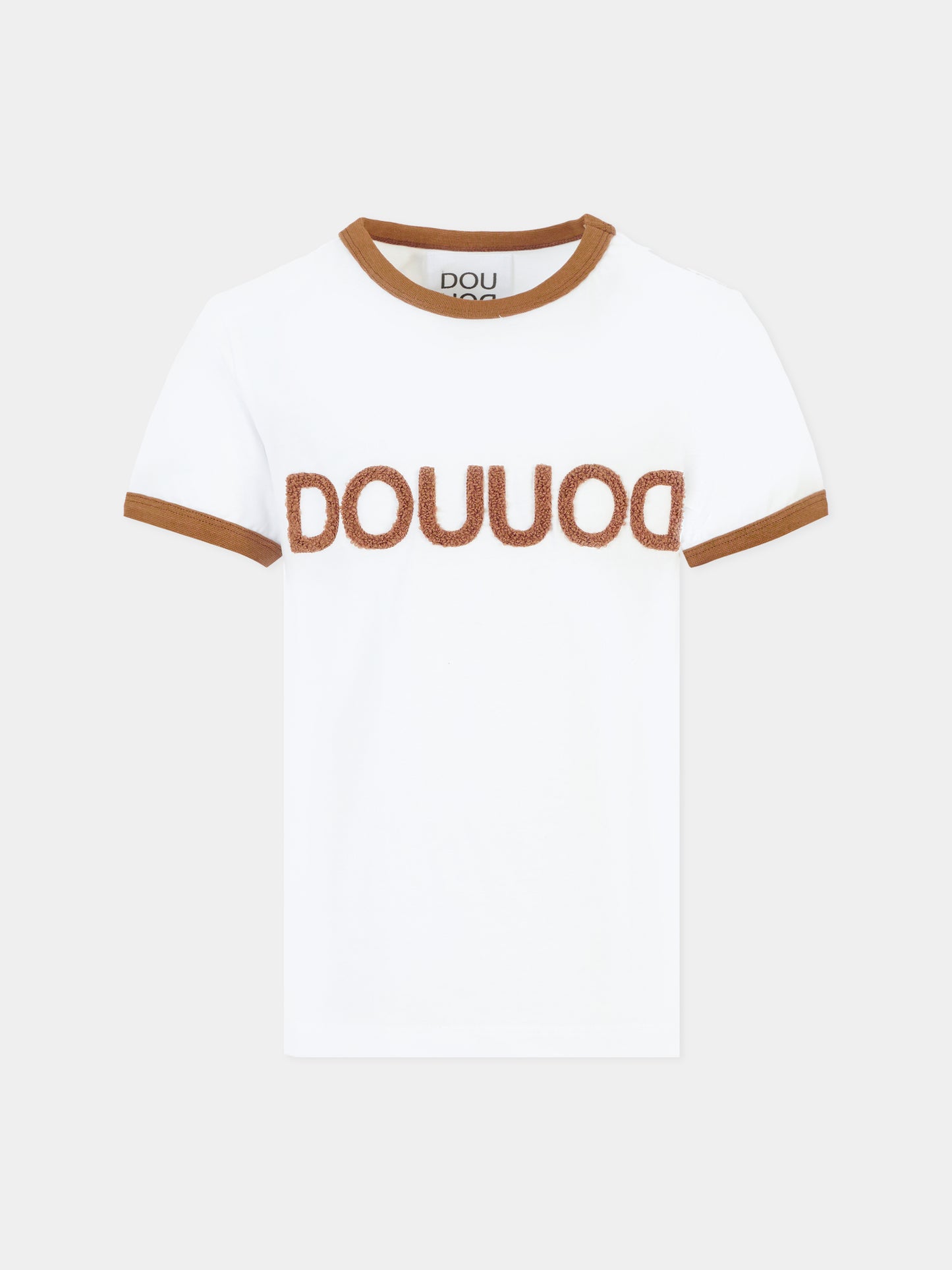 T-shirt bianca per bambina con logo,Douuod Kids,DT8P11 Z0761 100