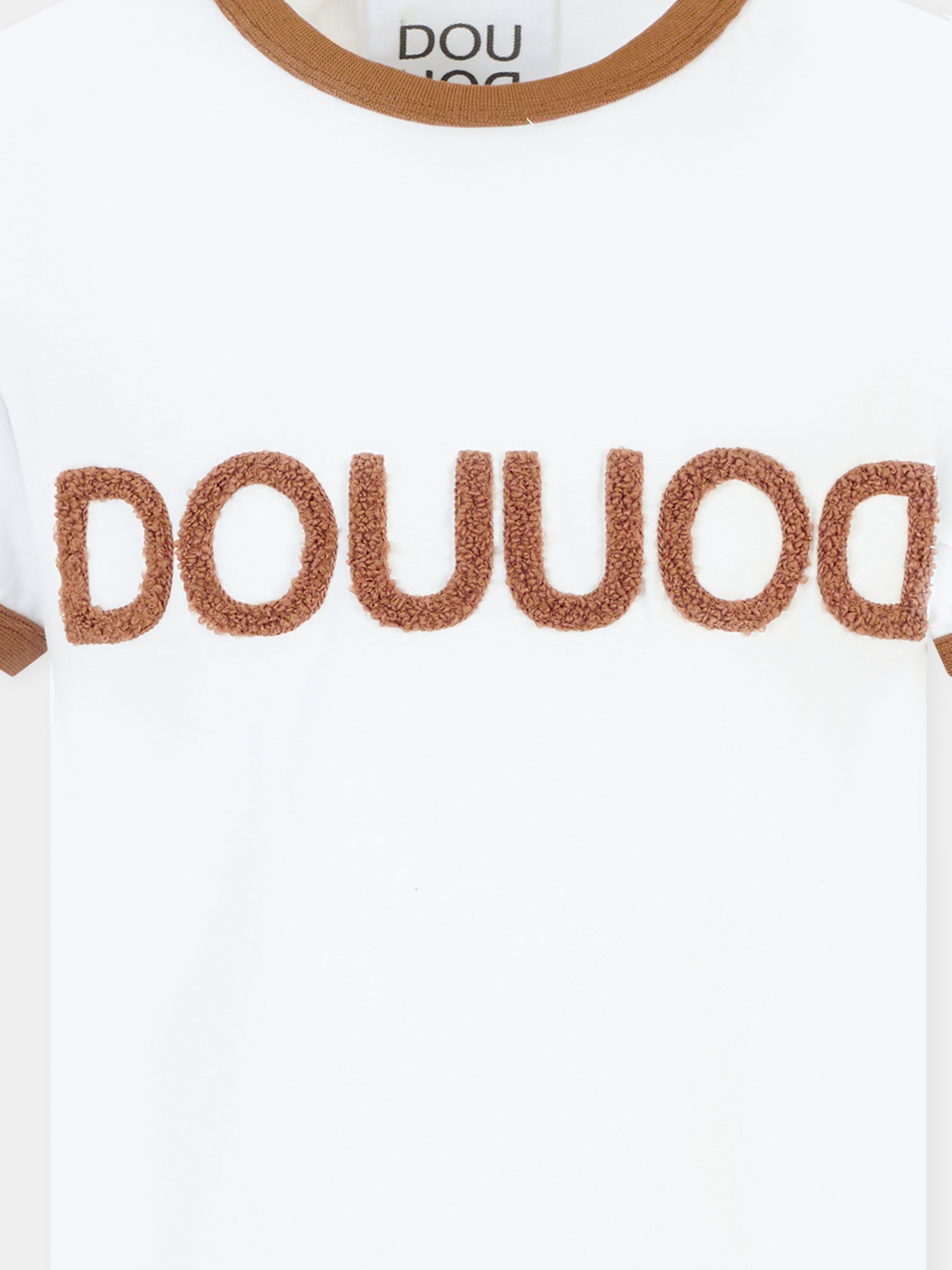 T-shirt bianca per bambina con logo,Douuod Kids,DT8P11 Z0761 100