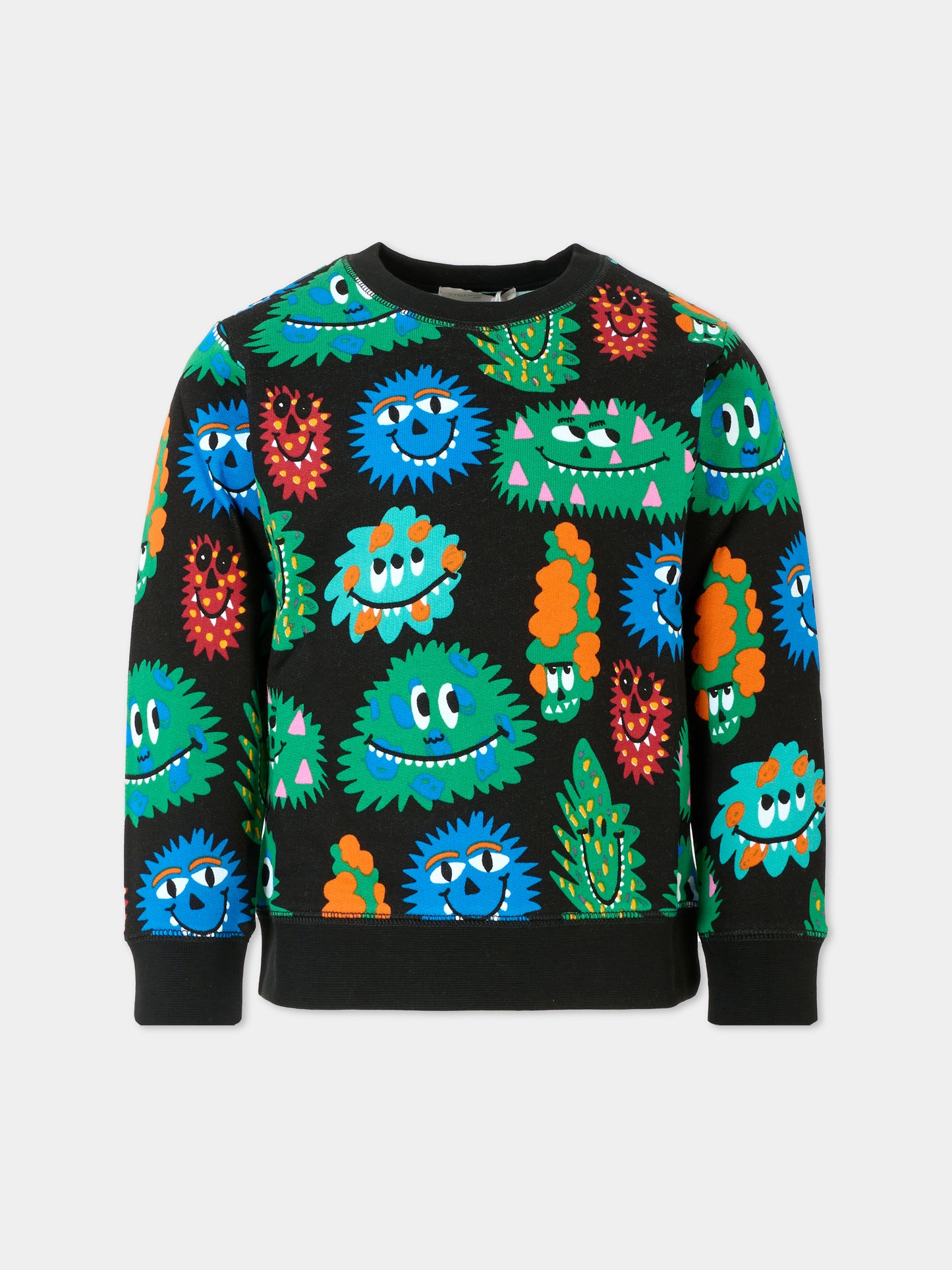 Felpa nera per bambino con mostri all over,Stella Mccartney Kids,TT4R20 Z1393 930MC