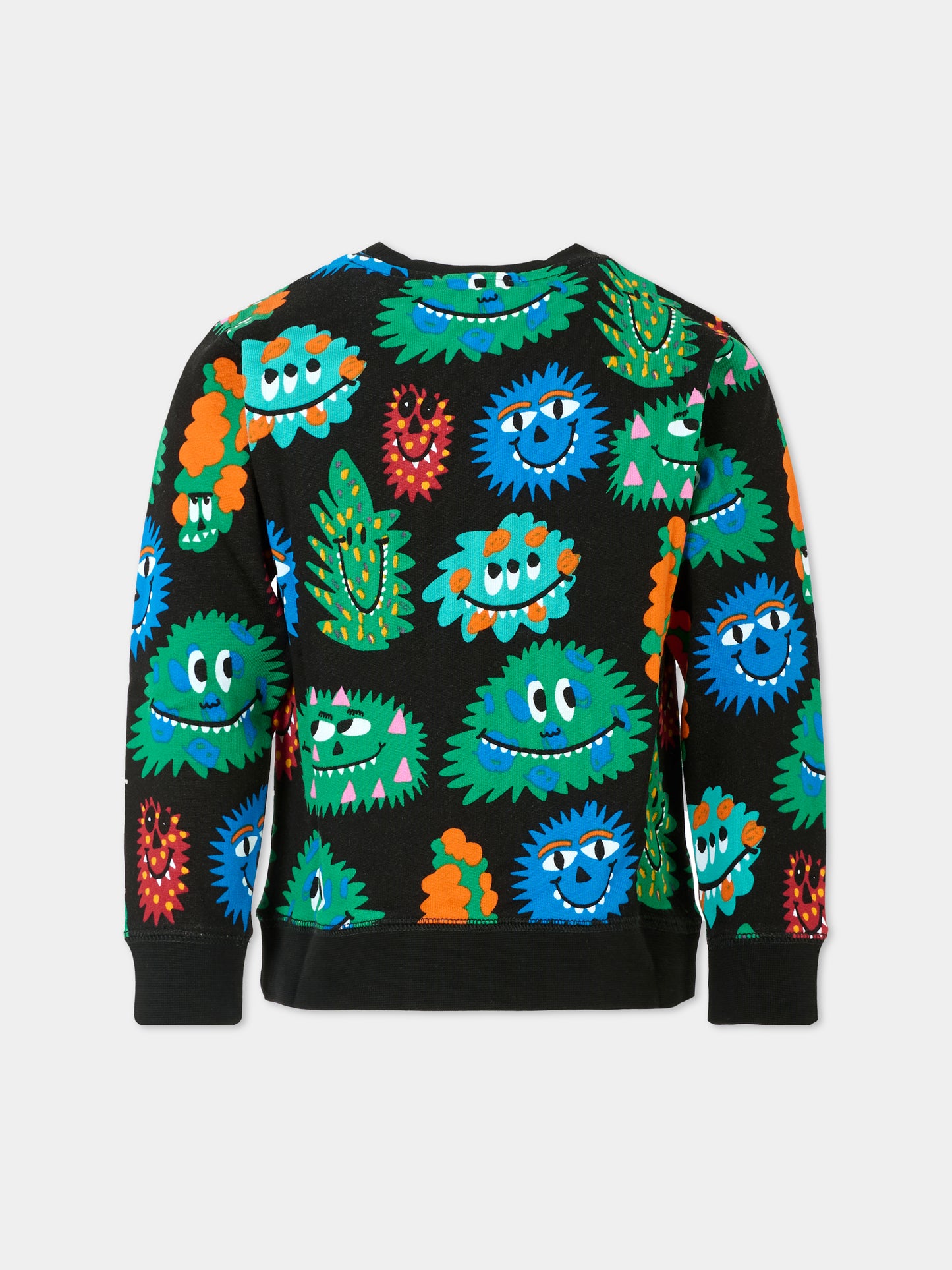 Felpa nera per bambino con mostri all over,Stella Mccartney Kids,TT4R20 Z1393 930MC