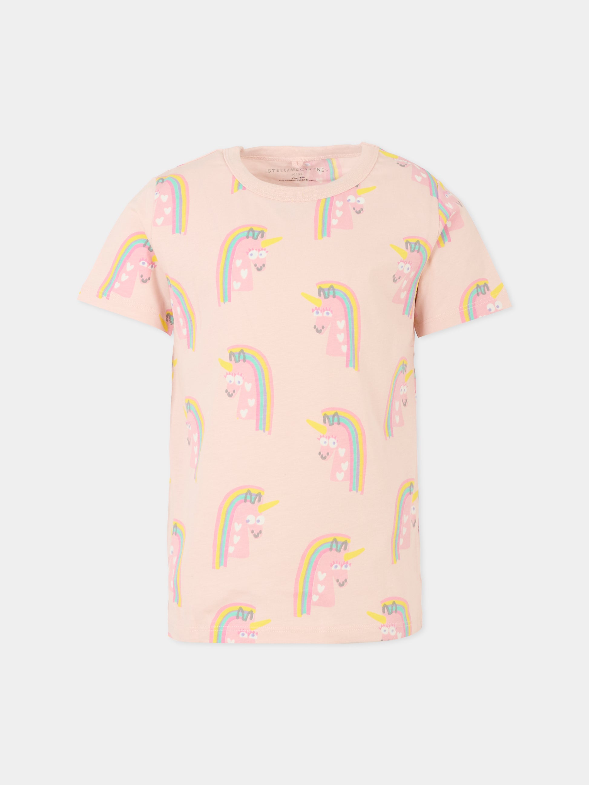 T-shirt rosa per bambina con unicorni,Stella Mccartney Kids,TT8E01 Z1343 505MC