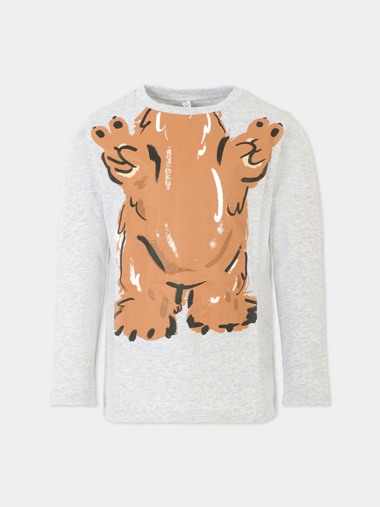 T-shirt grigia per bambino con orso,Stella Mccartney Kids,TT8Q20 Z0434 905