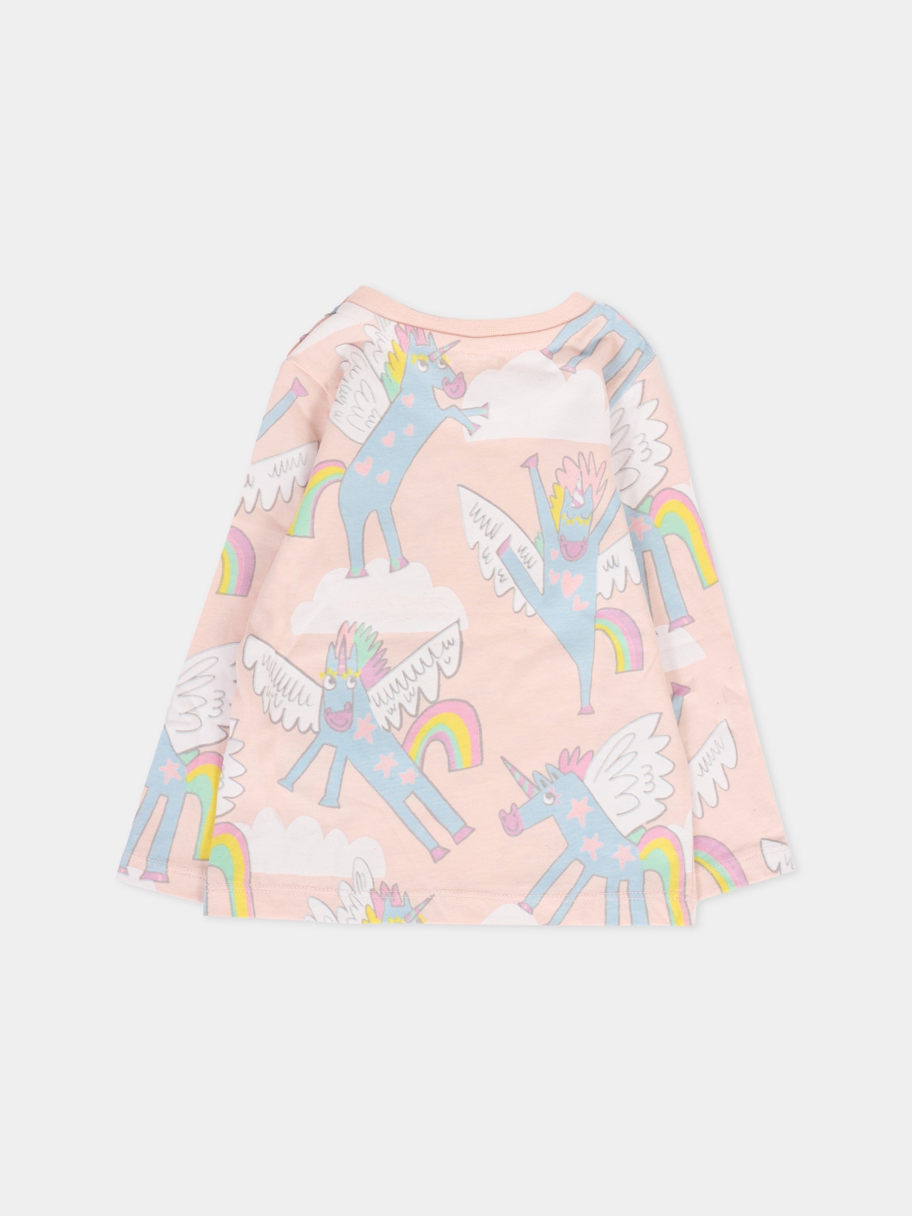 T-shirt rosa per neonata con unicorni,Stella Mccartney Kids,TT8050 Z1476 505MC
