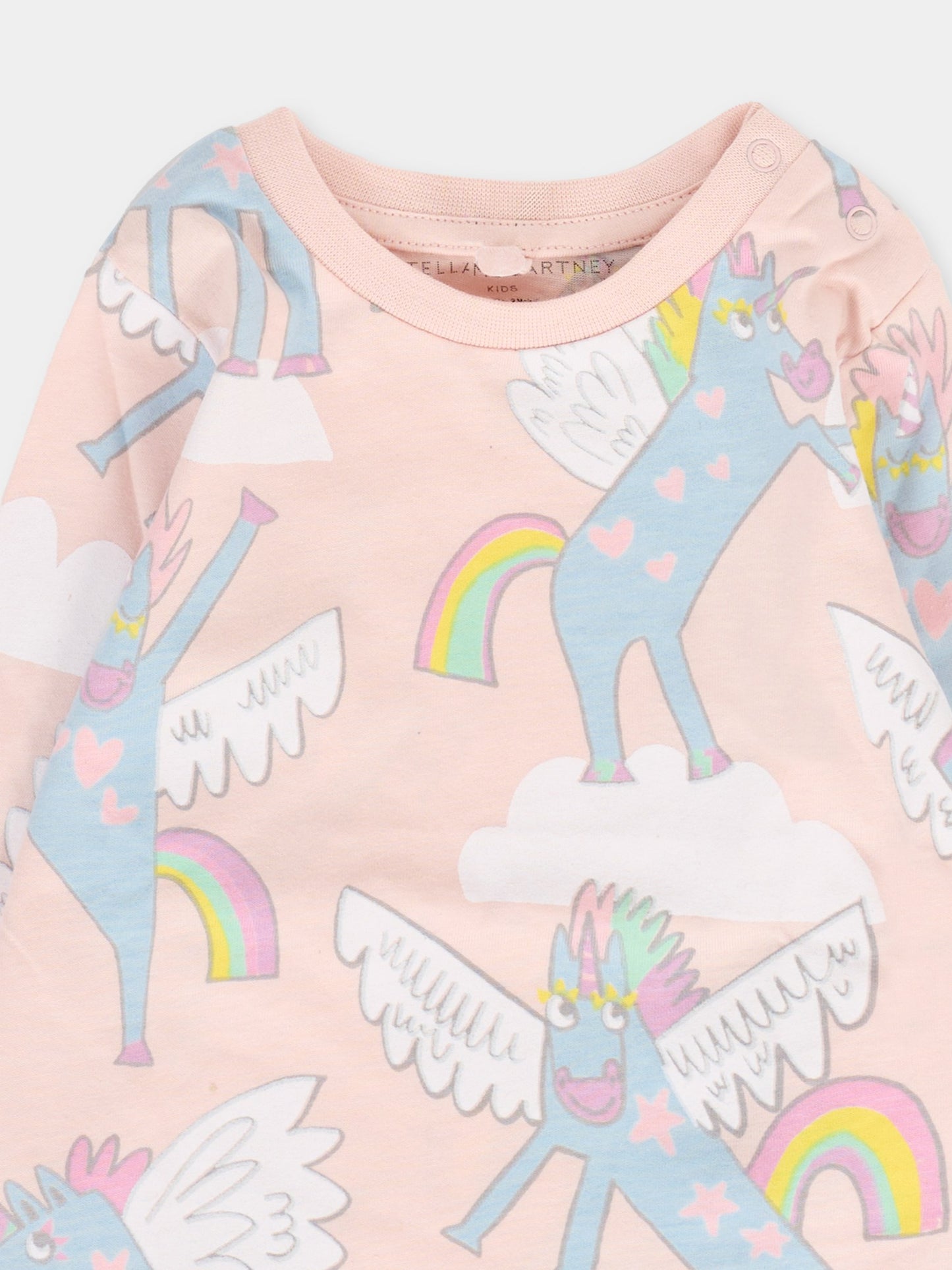 T-shirt rosa per neonata con unicorni,Stella Mccartney Kids,TT8050 Z1476 505MC