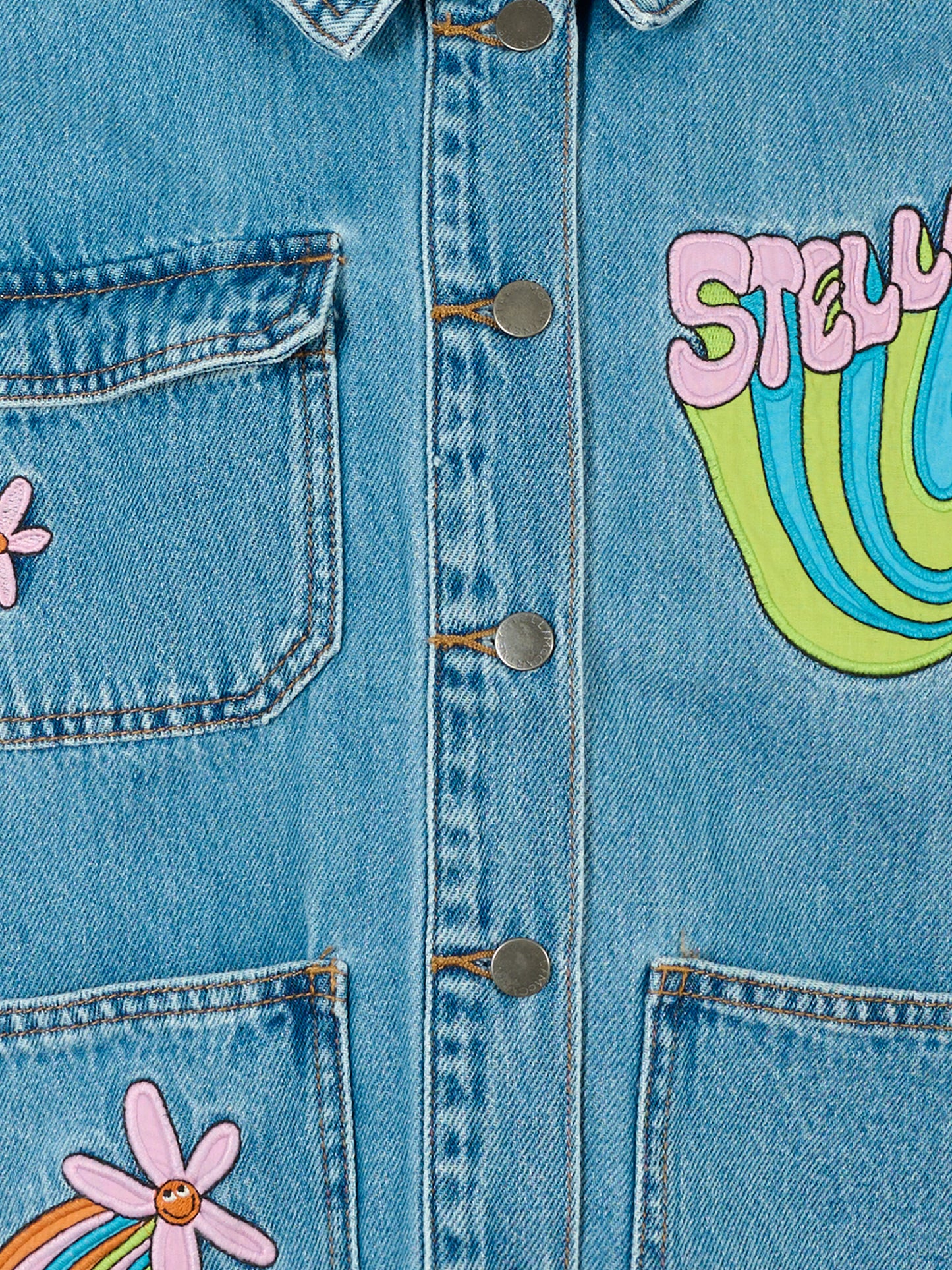 Giubbotto di jeans azzurro per bambina con patch,Stella Mccartney Kids,TV2A97 Z0746 601