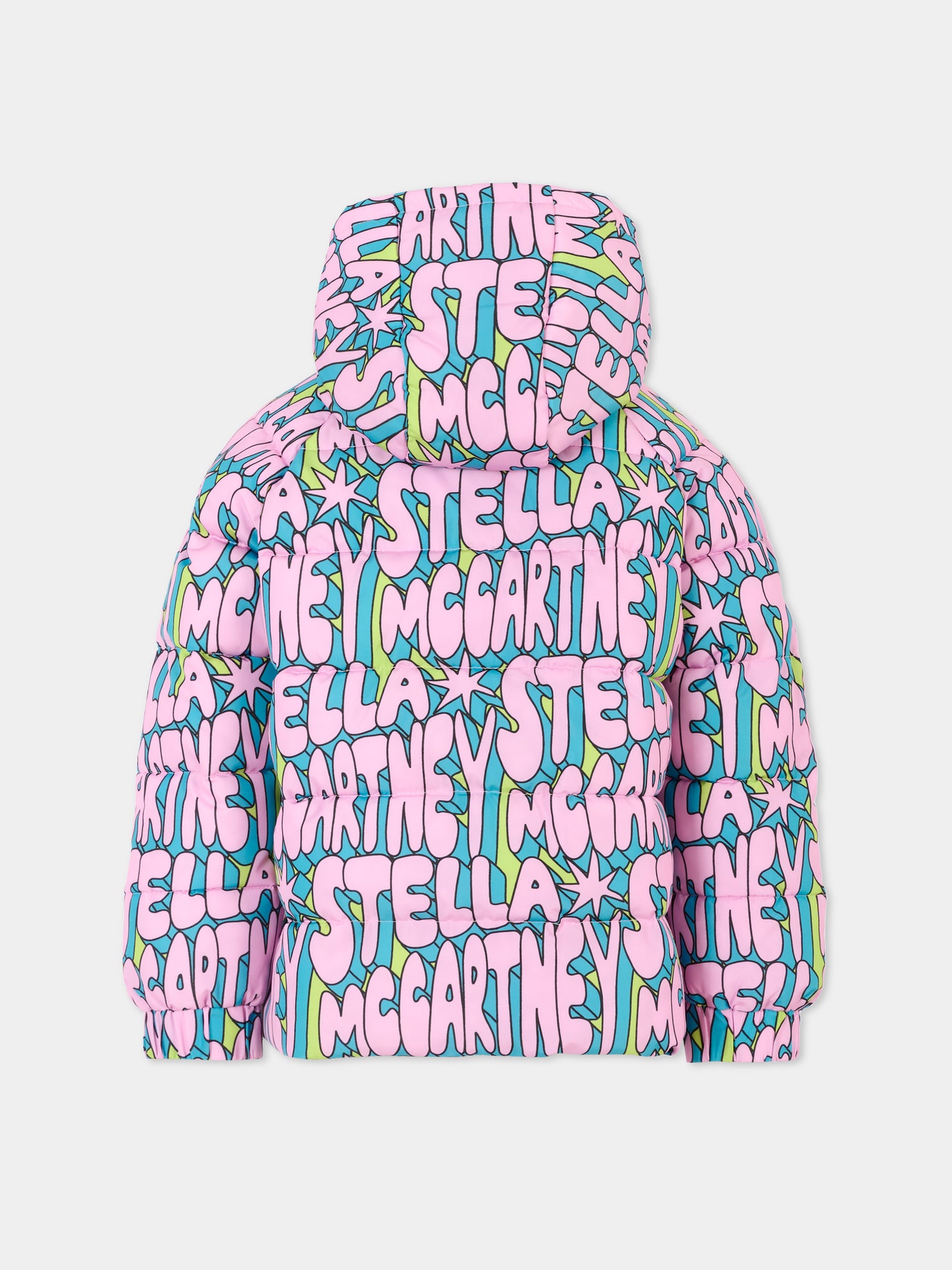 Piumino multicolor per bambina con logo all over,Stella Mccartney Kids,TV2B37 Z2053 999MC