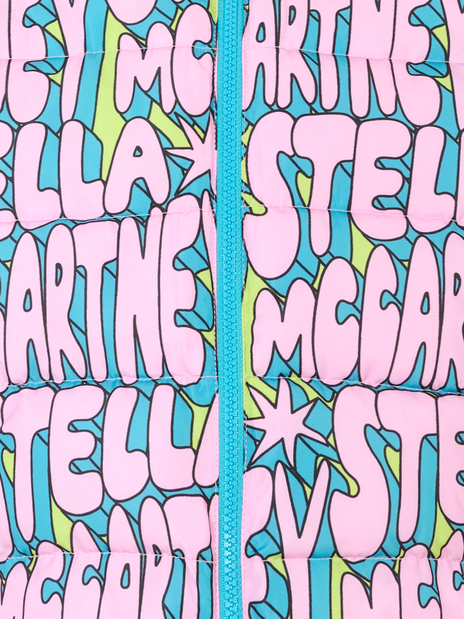 Piumino multicolor per bambina con logo all over,Stella Mccartney Kids,TV2B37 Z2053 999MC