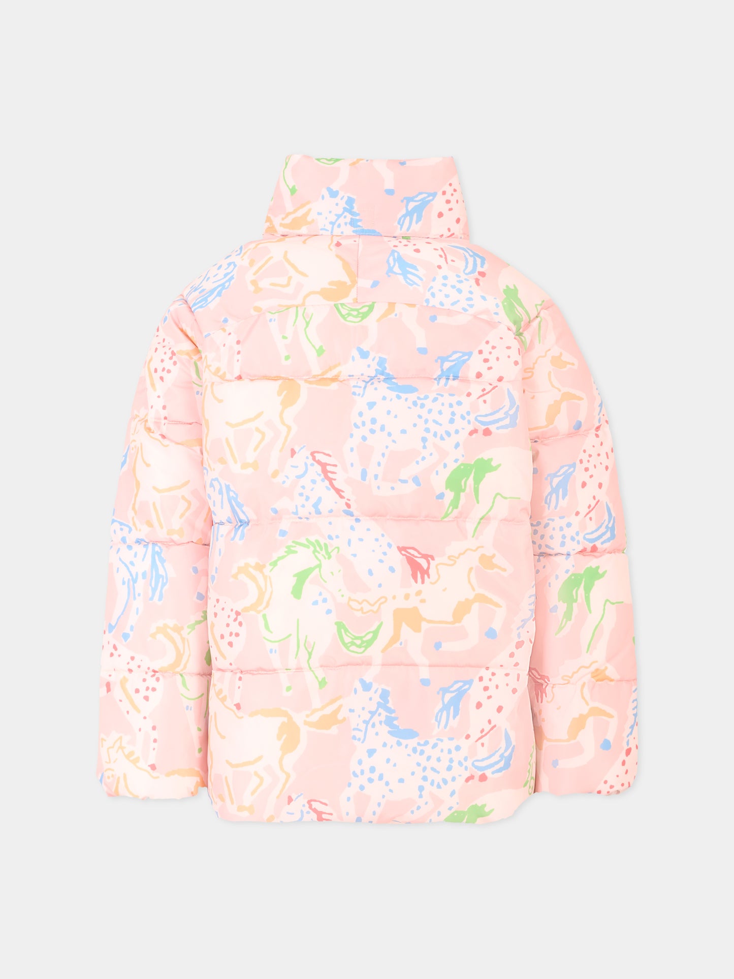 Piumino rosa per bambina con stampa colorata,Stella Mccartney Kids,TV2C47 Z2167 50UMC