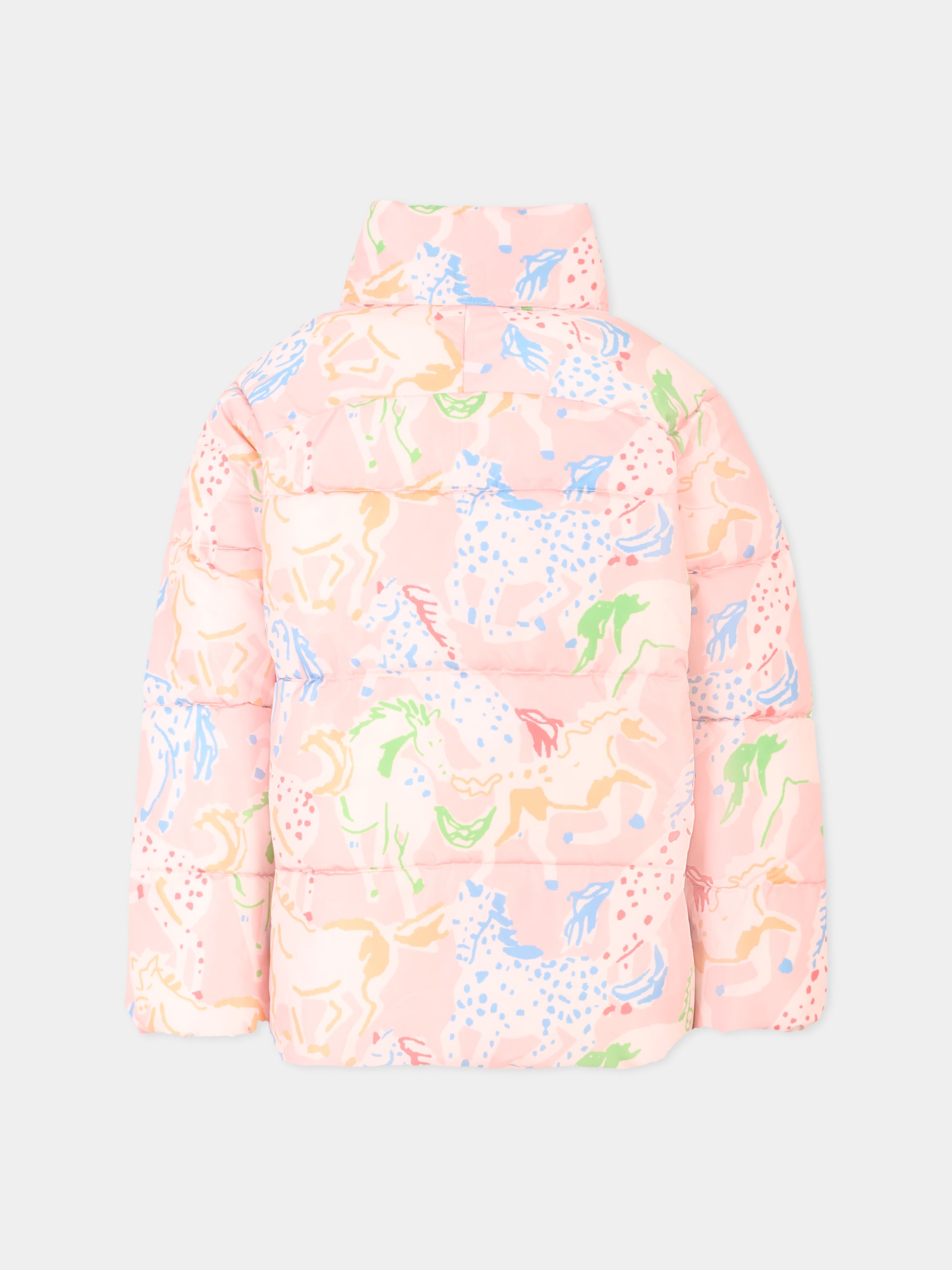 Piumino rosa per bambina con stampa colorata,Stella Mccartney Kids,TV2C47 Z2167 50UMC