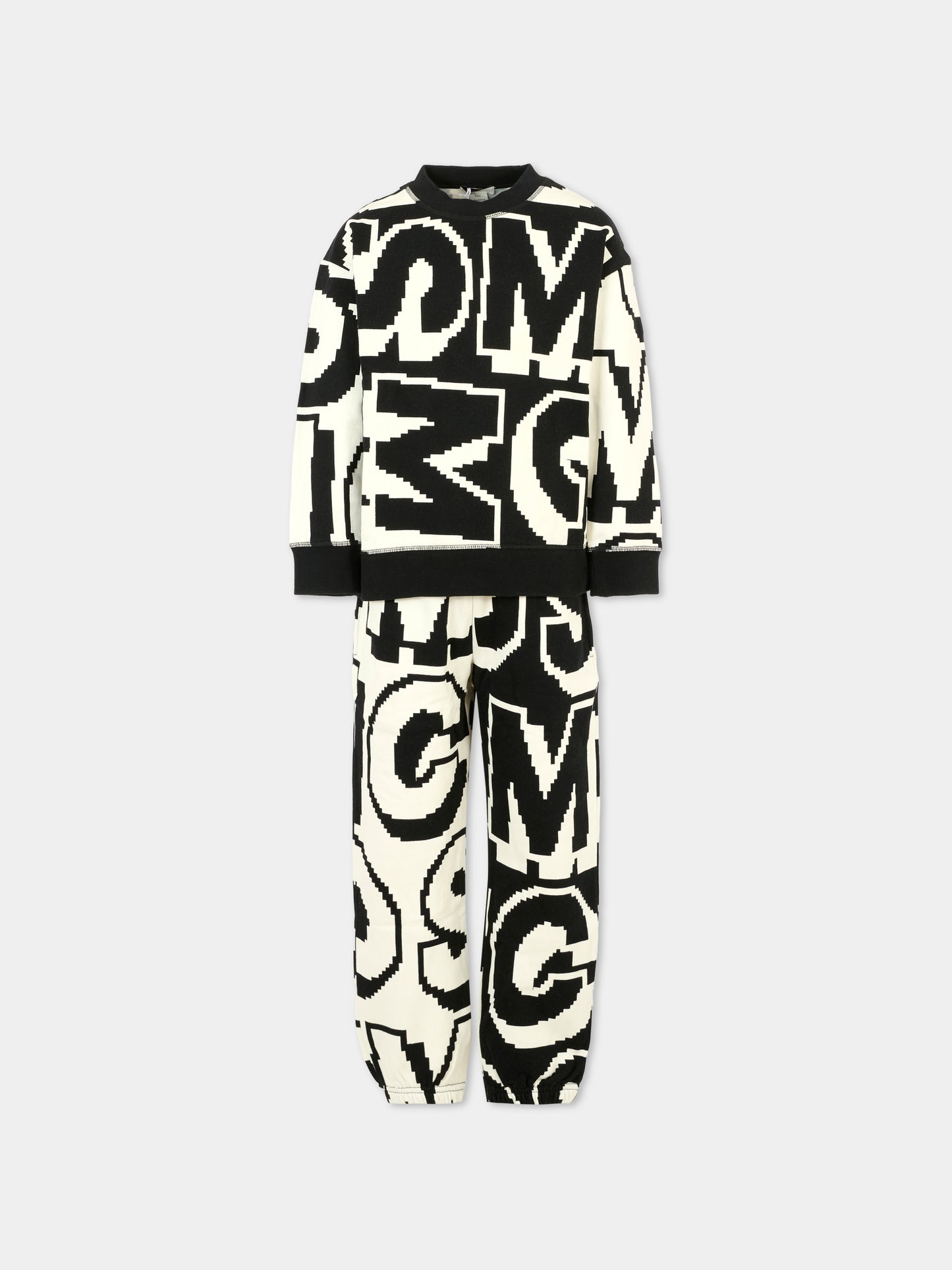 Completo nero per bambino con logo bianco,Stella Mccartney Kids,TV3Q00 Z2153 930MC