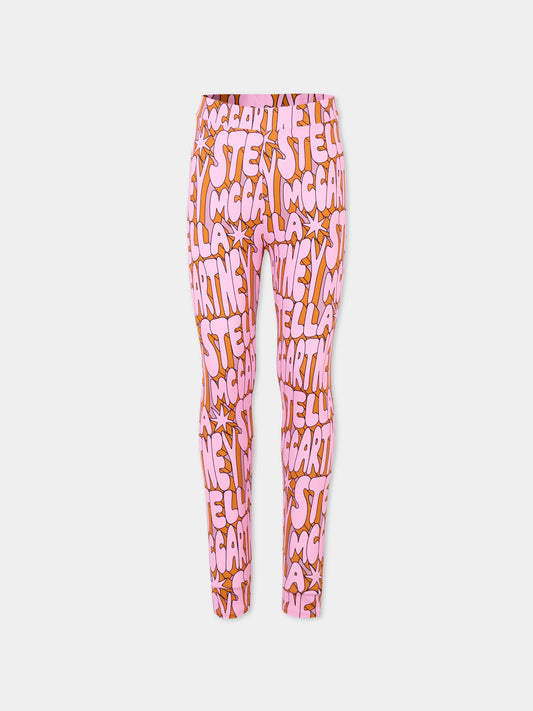 Leggings rosa per bambina con logo,Stella Mccartney Kids,TV6E00 Z2294 557MC