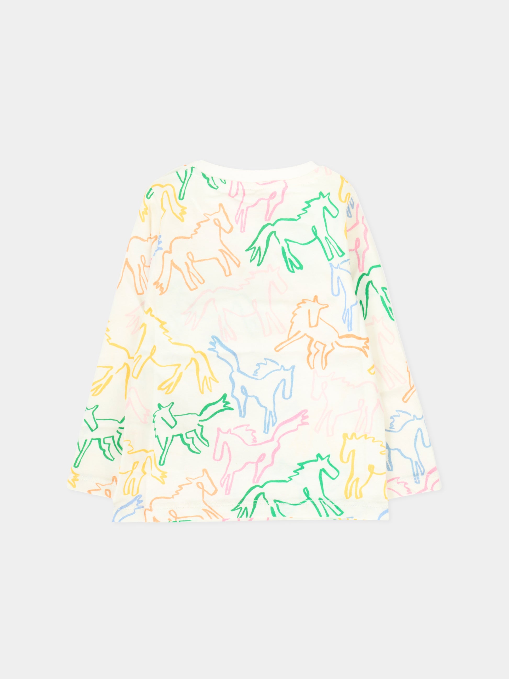 T-shirt bianca per neonata con cavalli,Stella Mccartney Kids,TV8120 Z2408 101MC