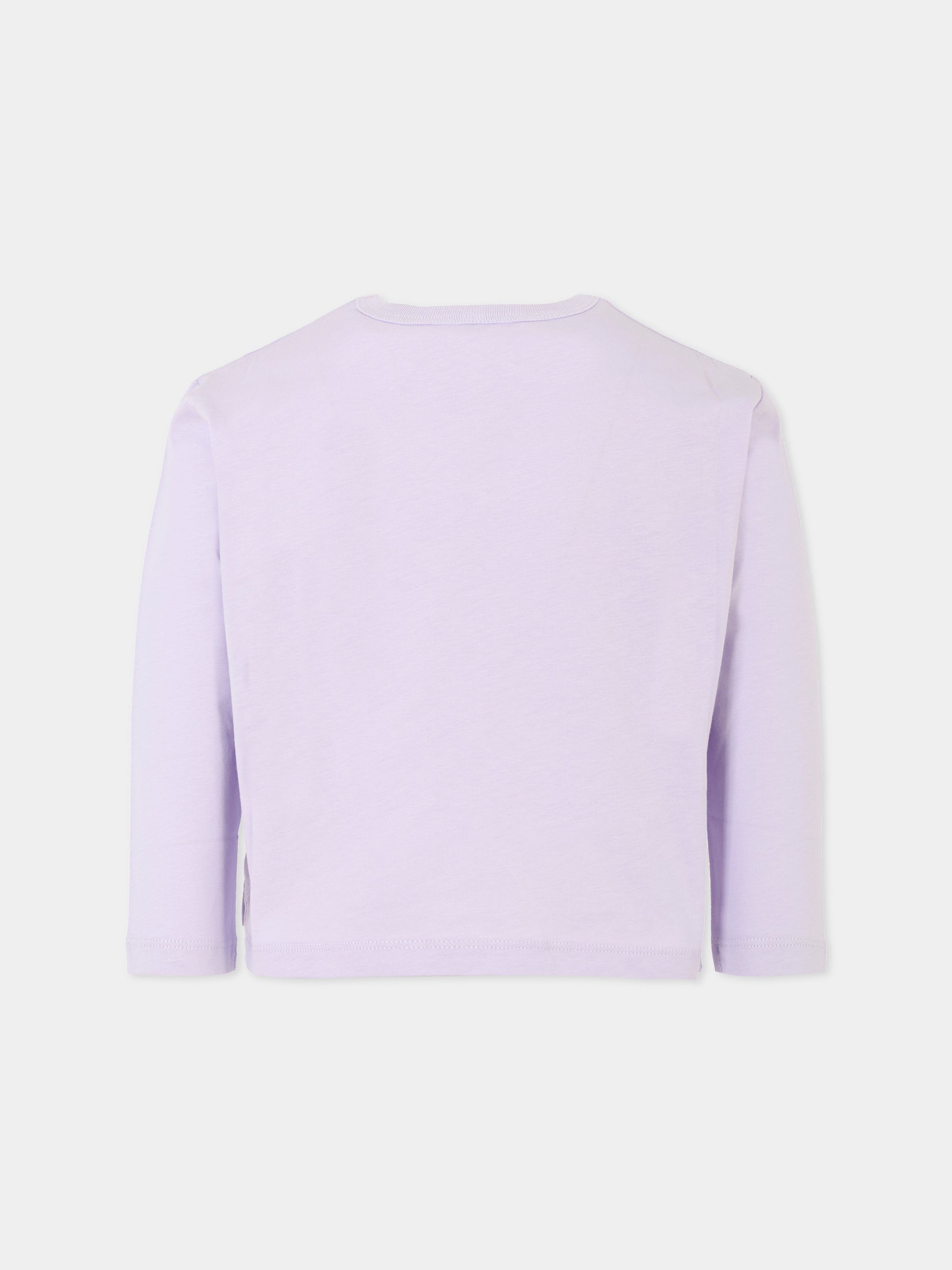 T-shirt lilla per bambina con logo rosa e celeste,Stella Mccartney Kids,TV8B00 Z0434 572