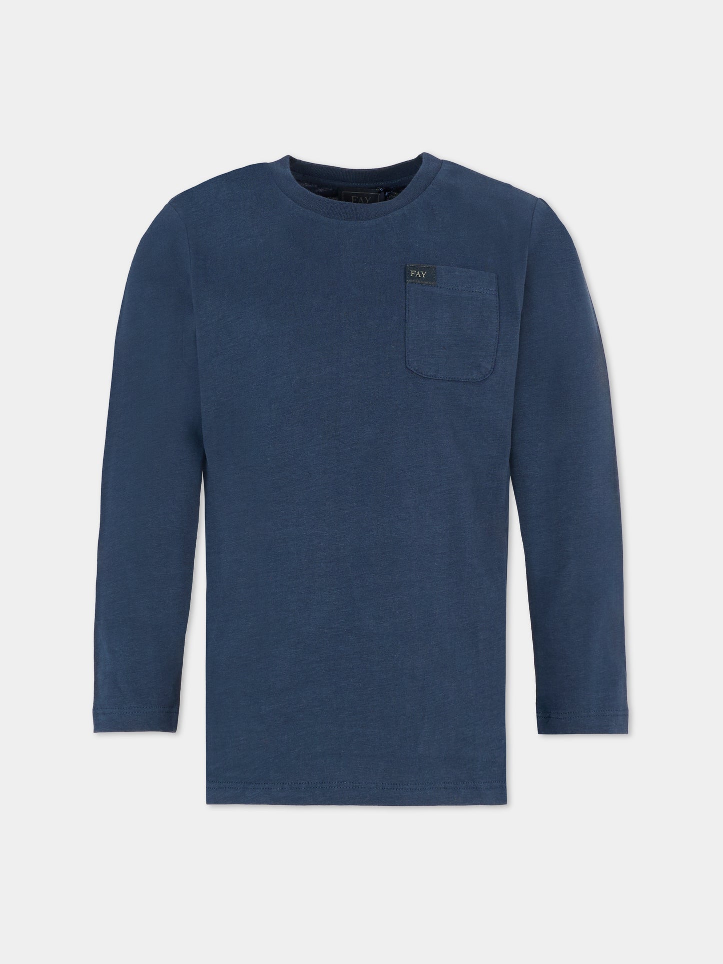 T-shirt blu per bambino con patch,Fay Kids,FT8P20 Z0761 667