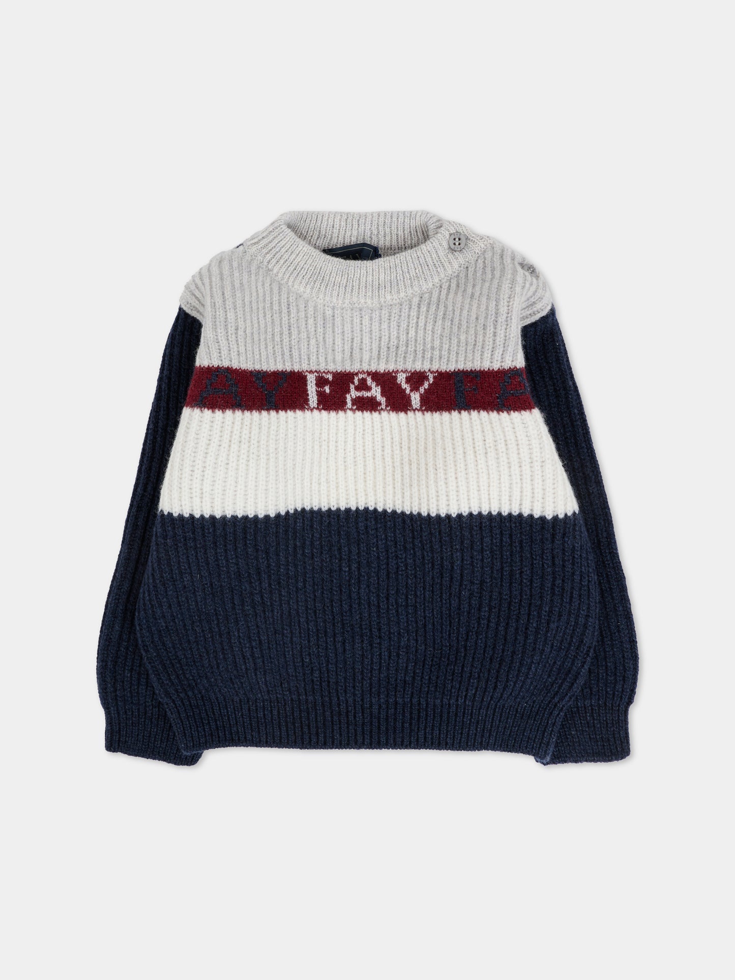 Maglione blu per neonato con logo,Fay Kids,FT9510 W0023 635