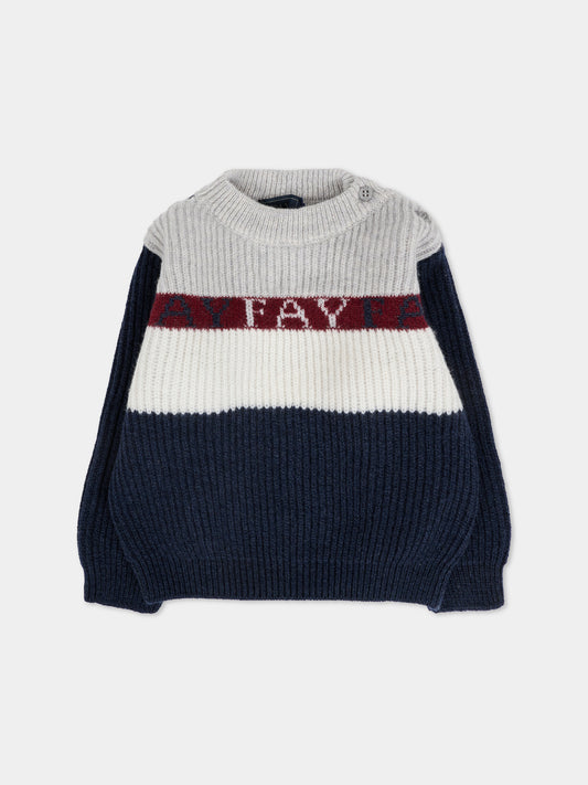 Maglione blu per neonato con logo,Fay Kids,FT9510 W0023 635