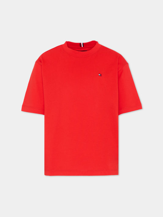 T-shirt rossa per bambino con Tommy Flag,Tommy Hilfiger Junior,KB0KB09646 XL8