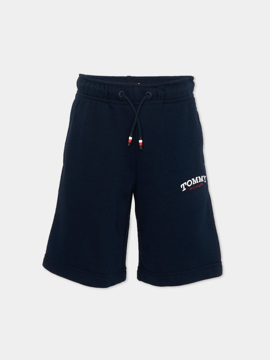 Shorts sportivi blu per bambino con logo,Tommy Hilfiger Junior,KB0KB10242 C1G