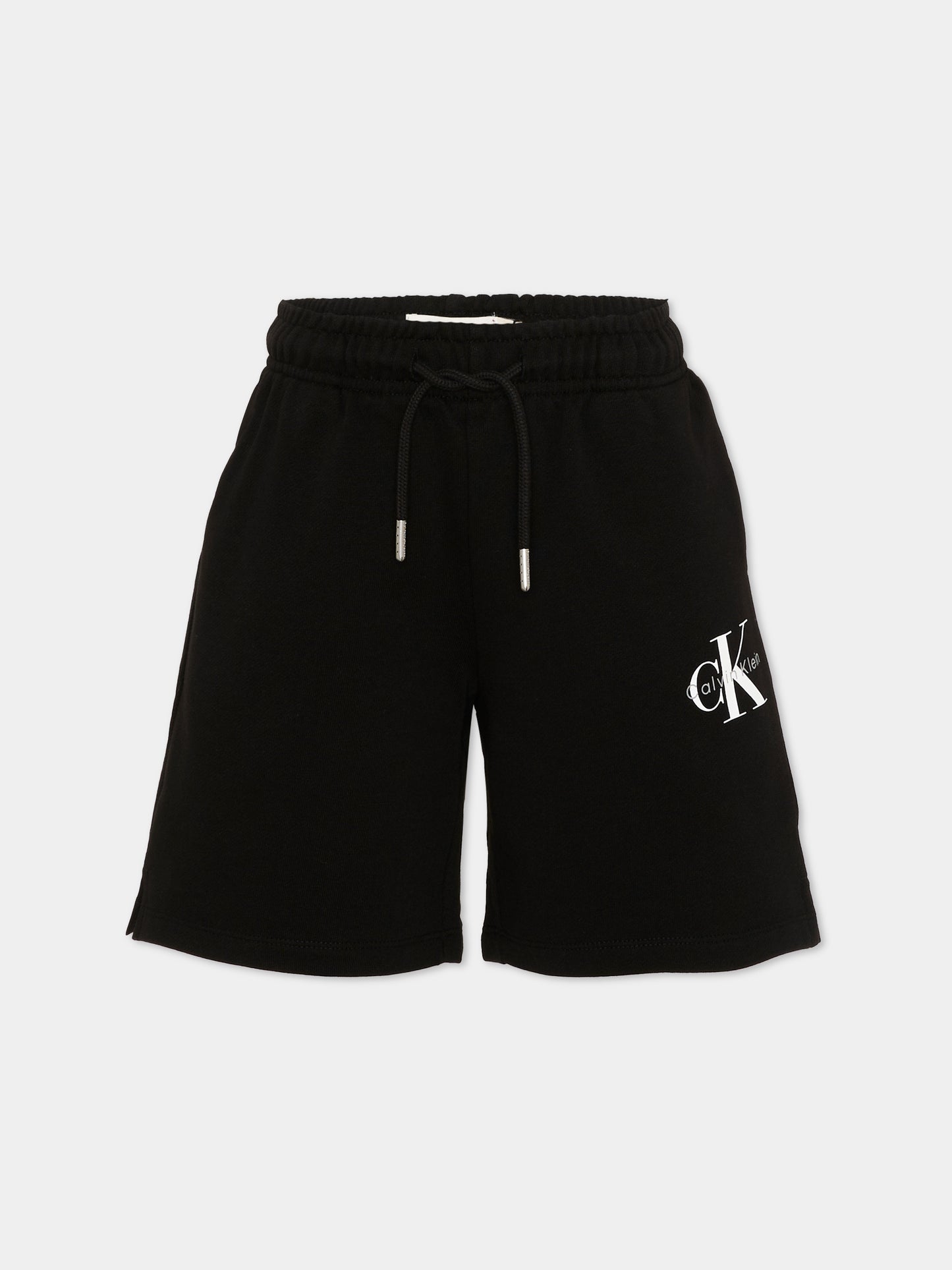 Shorts sportivi neri per bambini con logo,Calvin Klein Kids,LV1CKSJC51 BEH