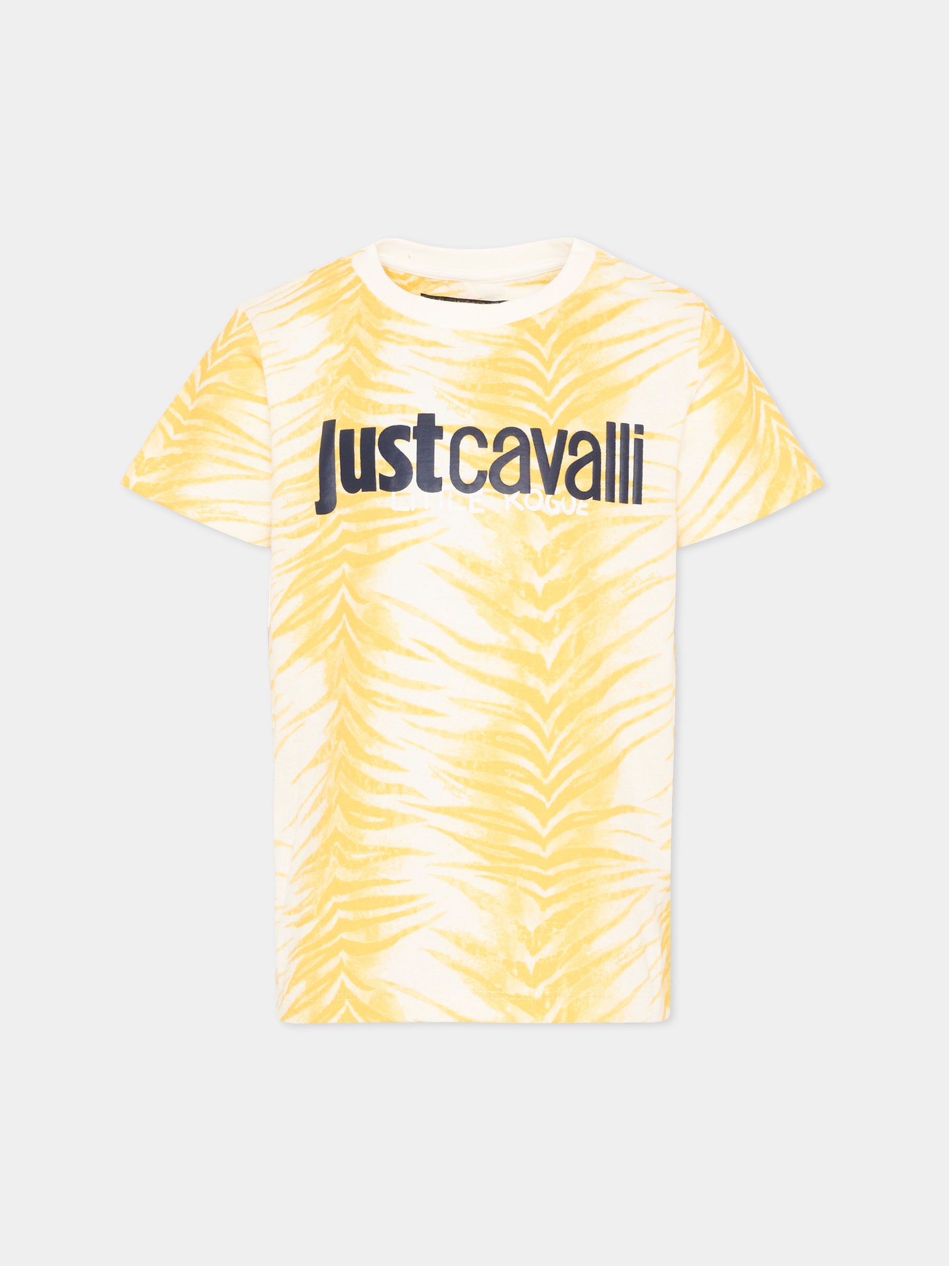 T-shirt gialla zebrata per bambini,Just Cavalli Kids,JBP26134TS ZEBRA YELL