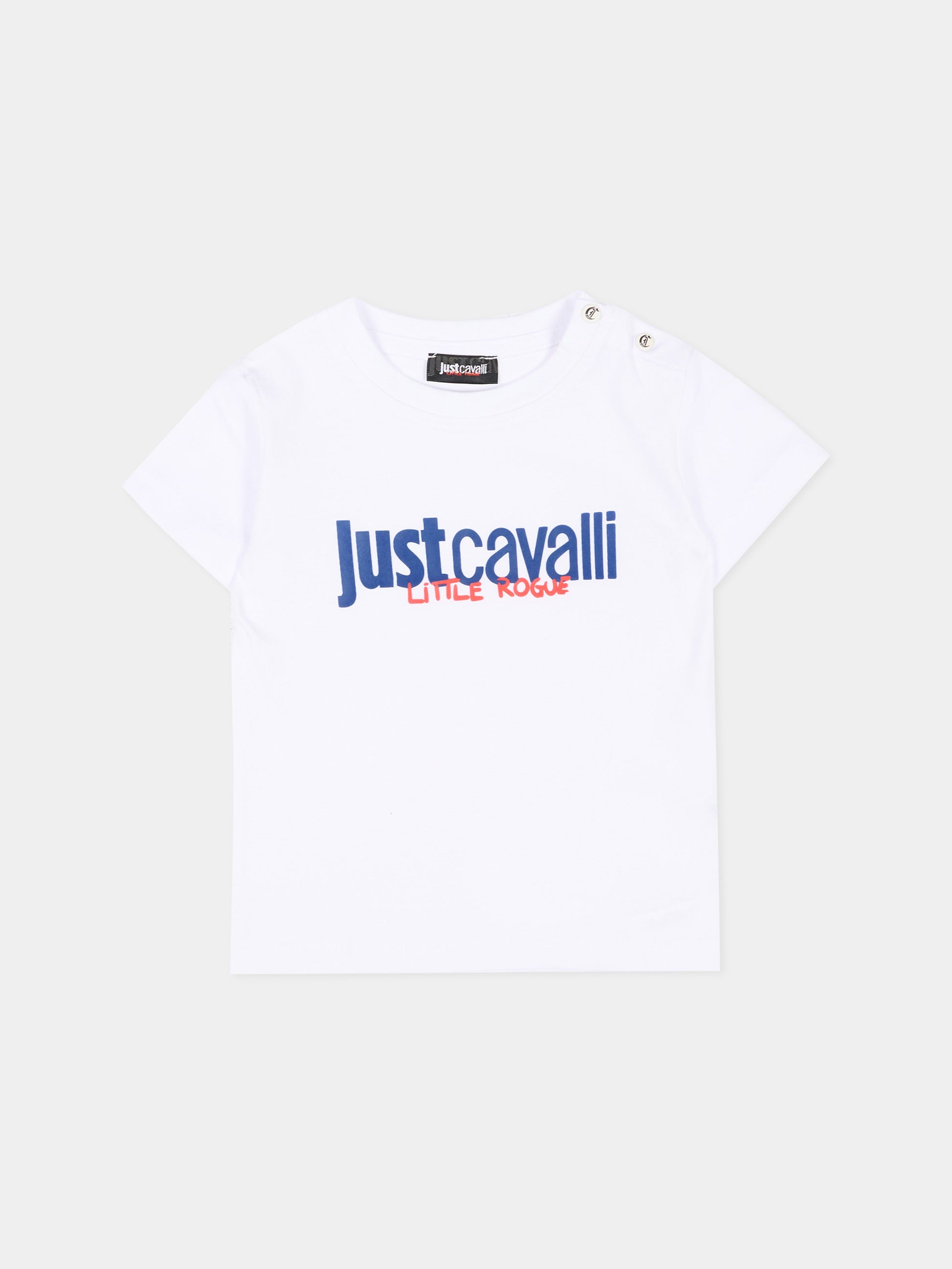 T-Shirt bianca per neonato con logo,Just Cavalli Kids,JIP26047TS WHITE