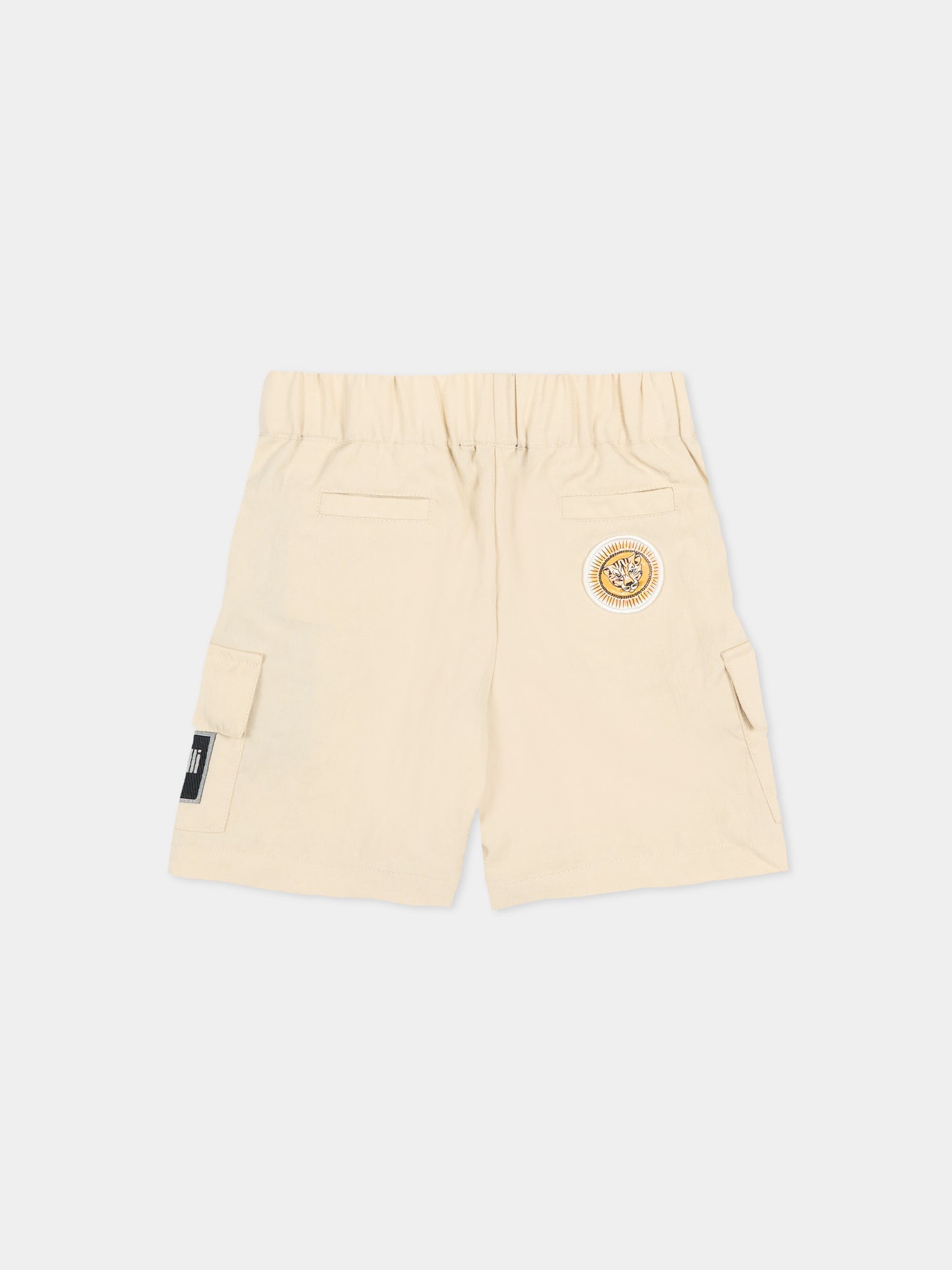 Shorts beige per neonato con logo,Just Cavalli Kids,JIP26095BE BEIGE CASTLE WALL
