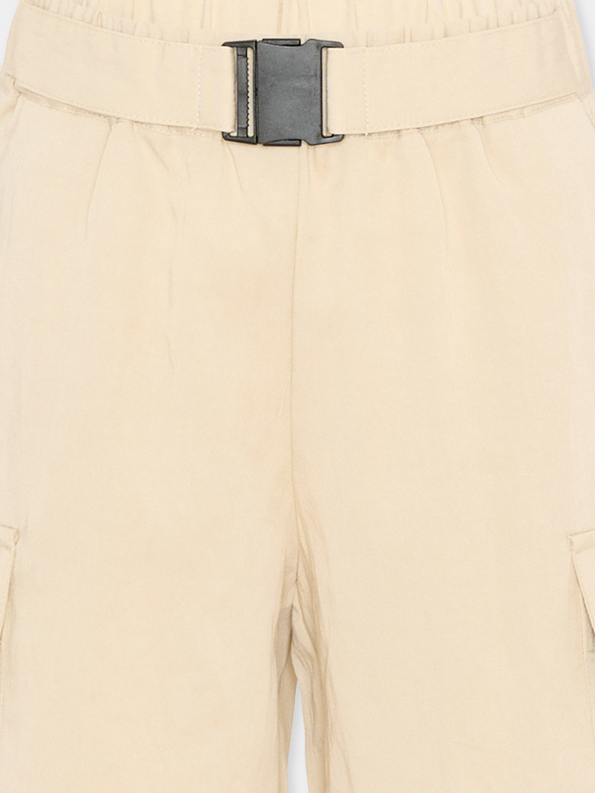 Shorts beige per bambino con logo,Just Cavalli Kids,JIP26095BE BEIGE CASTLE WALL