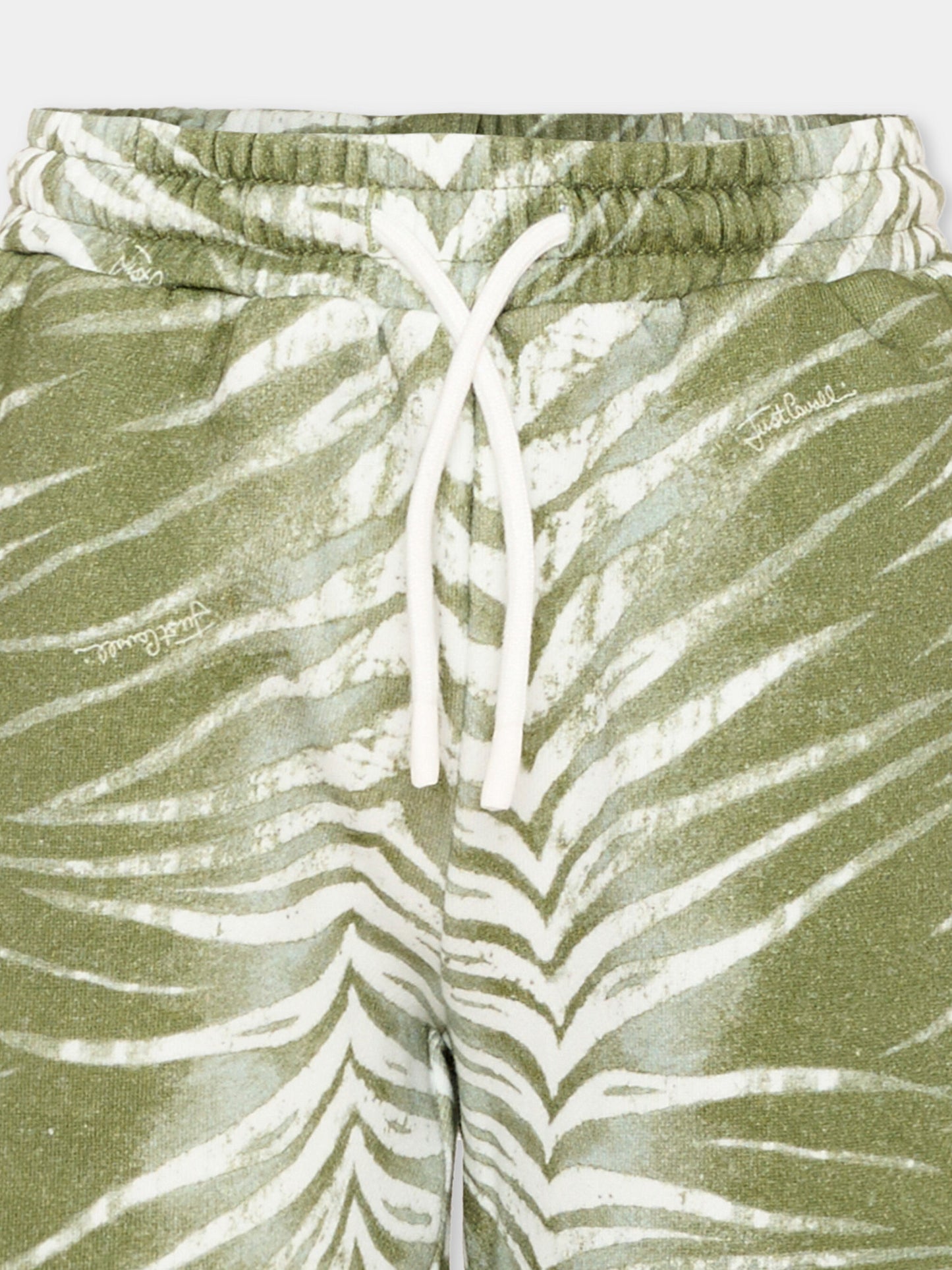 Shorts sportivi verdi per bambino con stampa zebrata,Just Cavalli Kids,JIP26094BE ZEBRA GREEN CALLISTE