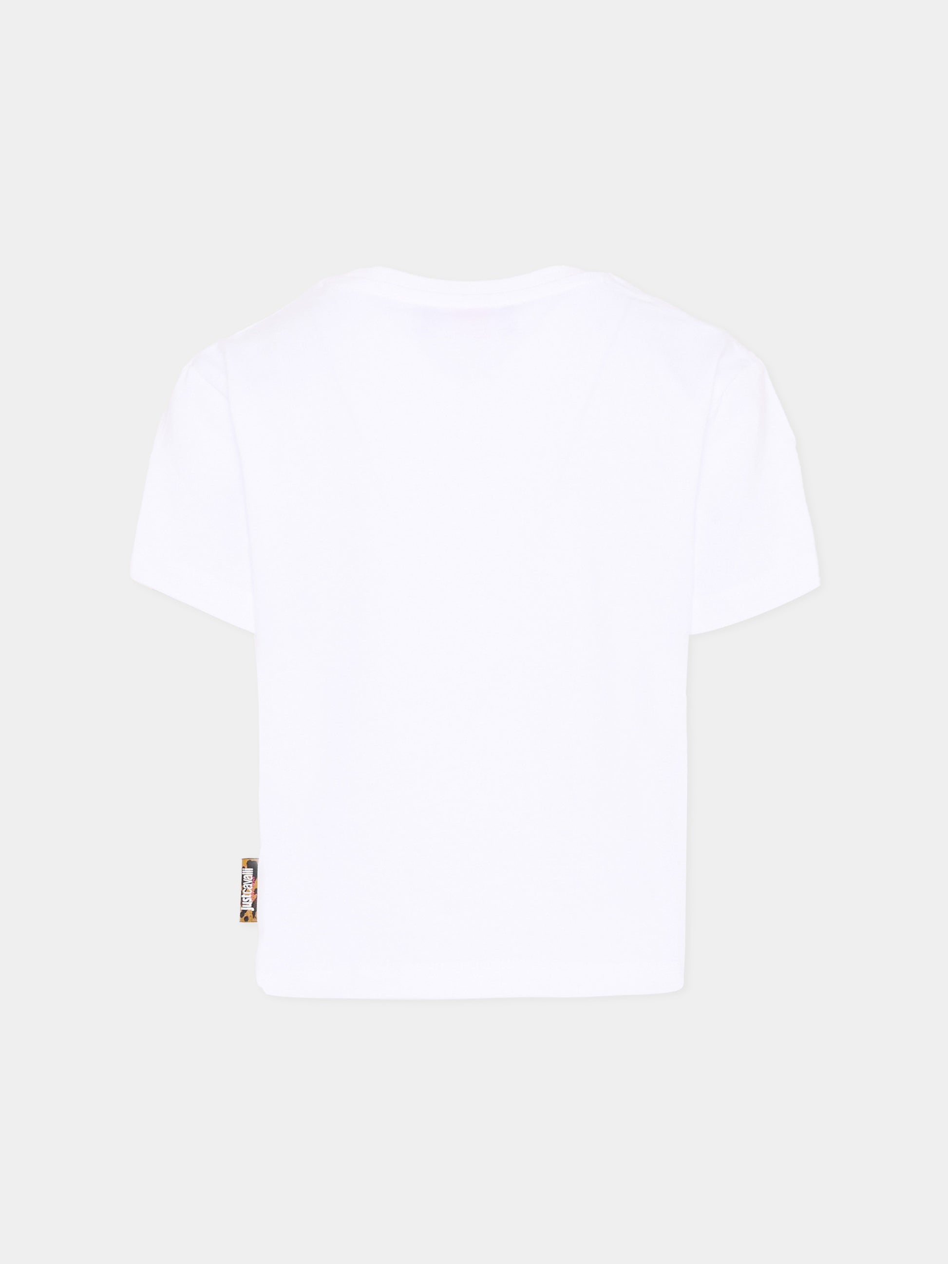 T-Shirt bianca per bambina con sole,Just Cavalli Kids,JGP26076TS WHITE