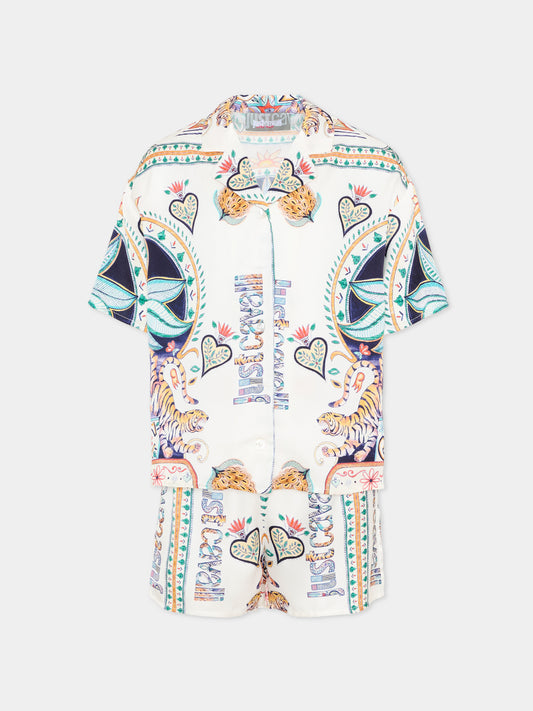 Completo multicolor per bambini con tigri,Just Cavalli Kids,JGP26104CE PALM PRISTINE
