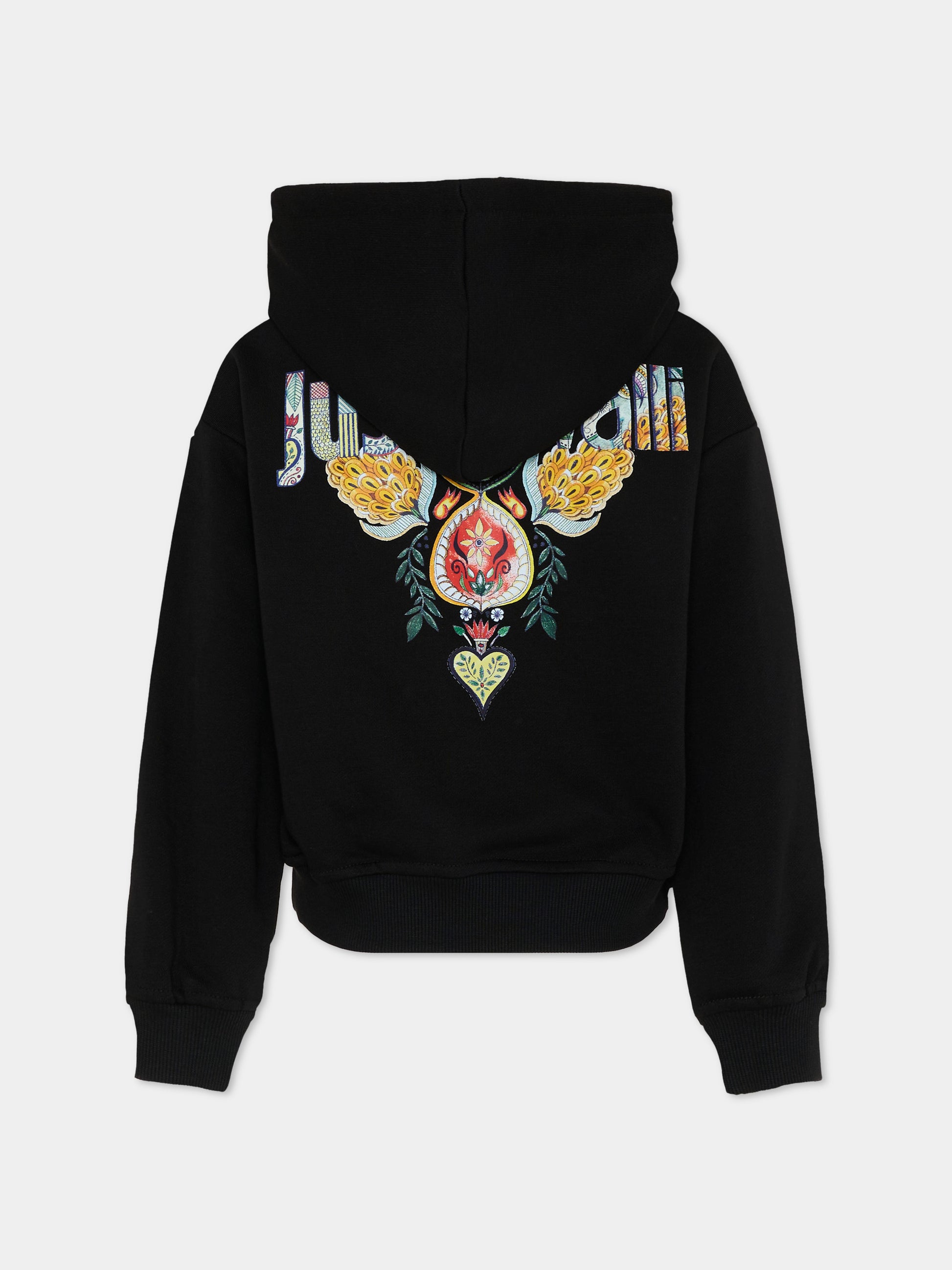 Felpa nera per bambina con logo,Just Cavalli Kids,JGP26148FE BLACK