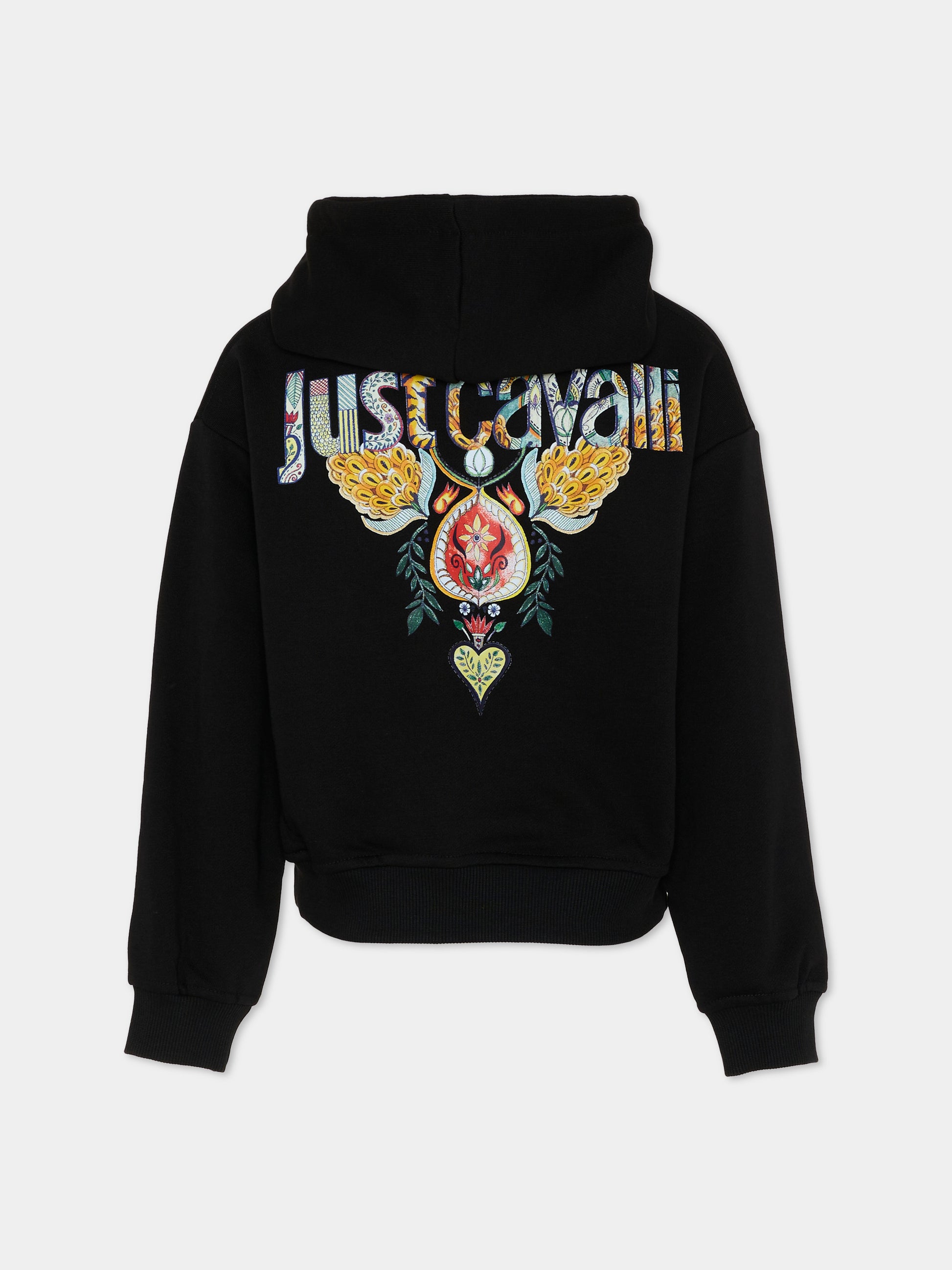 Felpa nera per bambina con logo,Just Cavalli Kids,JGP26148FE BLACK