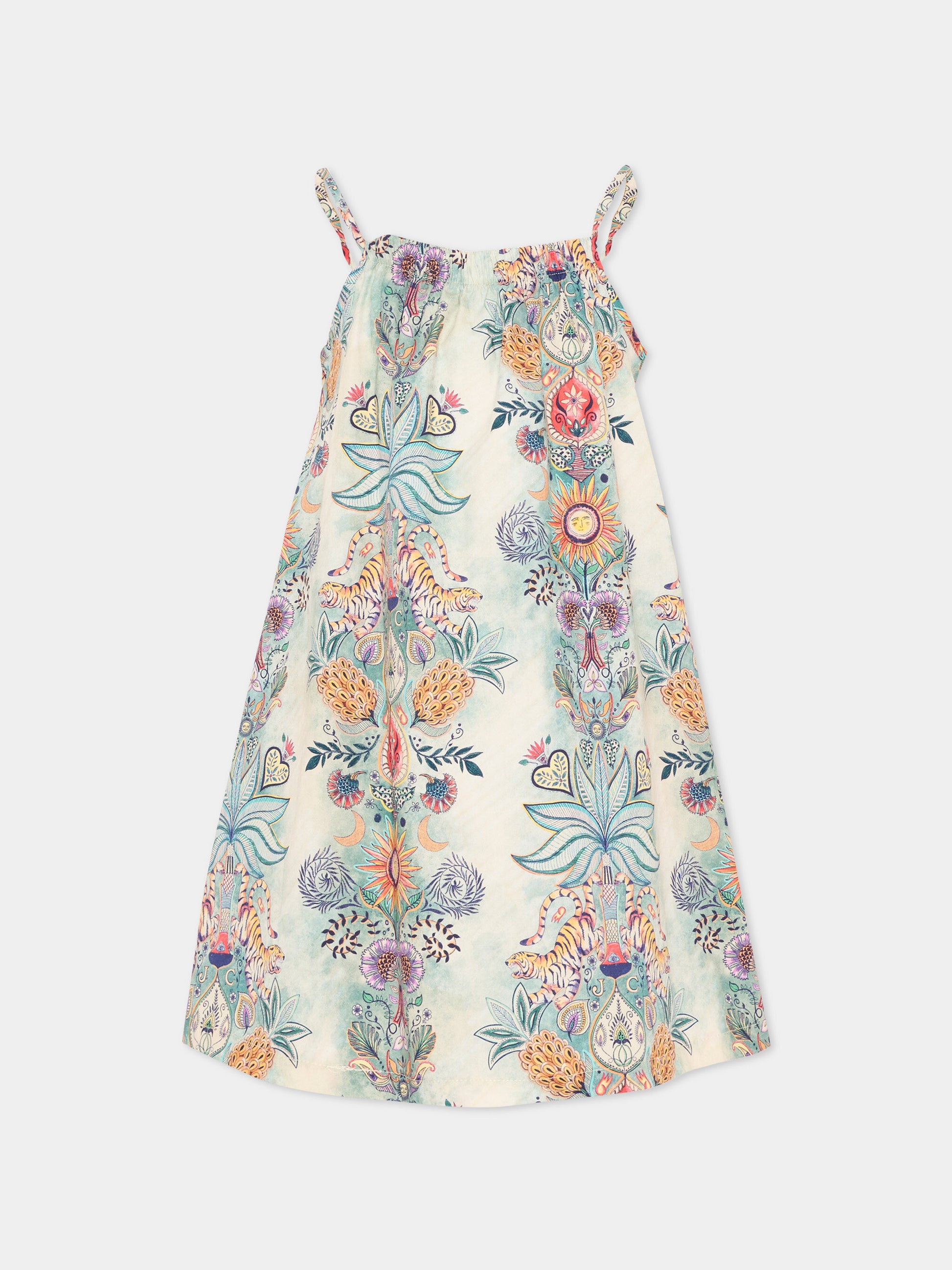 Vestito multicolor per bambina con stampa Tropical Garden,Just Cavalli Kids,JIP26112VE TROPICAL GARDEN