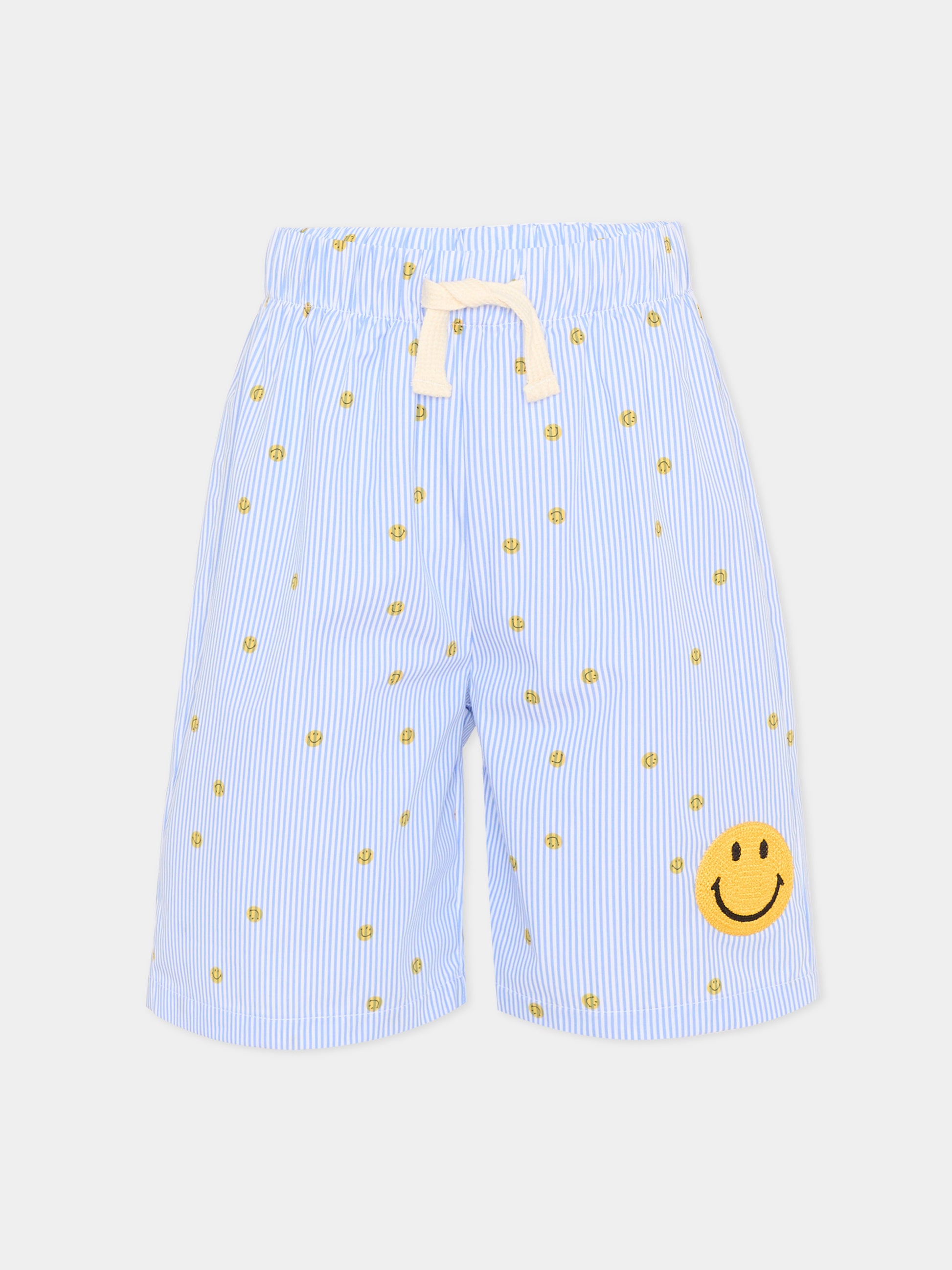 Shorts celeste per bambini con smiley,Joshua Sanders Kidz,K36A3PA03BU