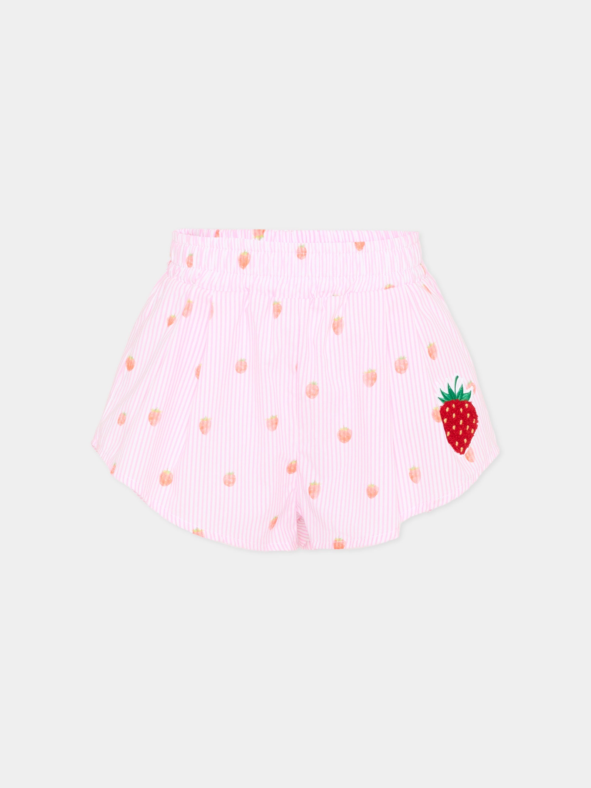 Shorts rosa per bambina con fragole,Joshua Sanders Kidz,K36A3SO01PK