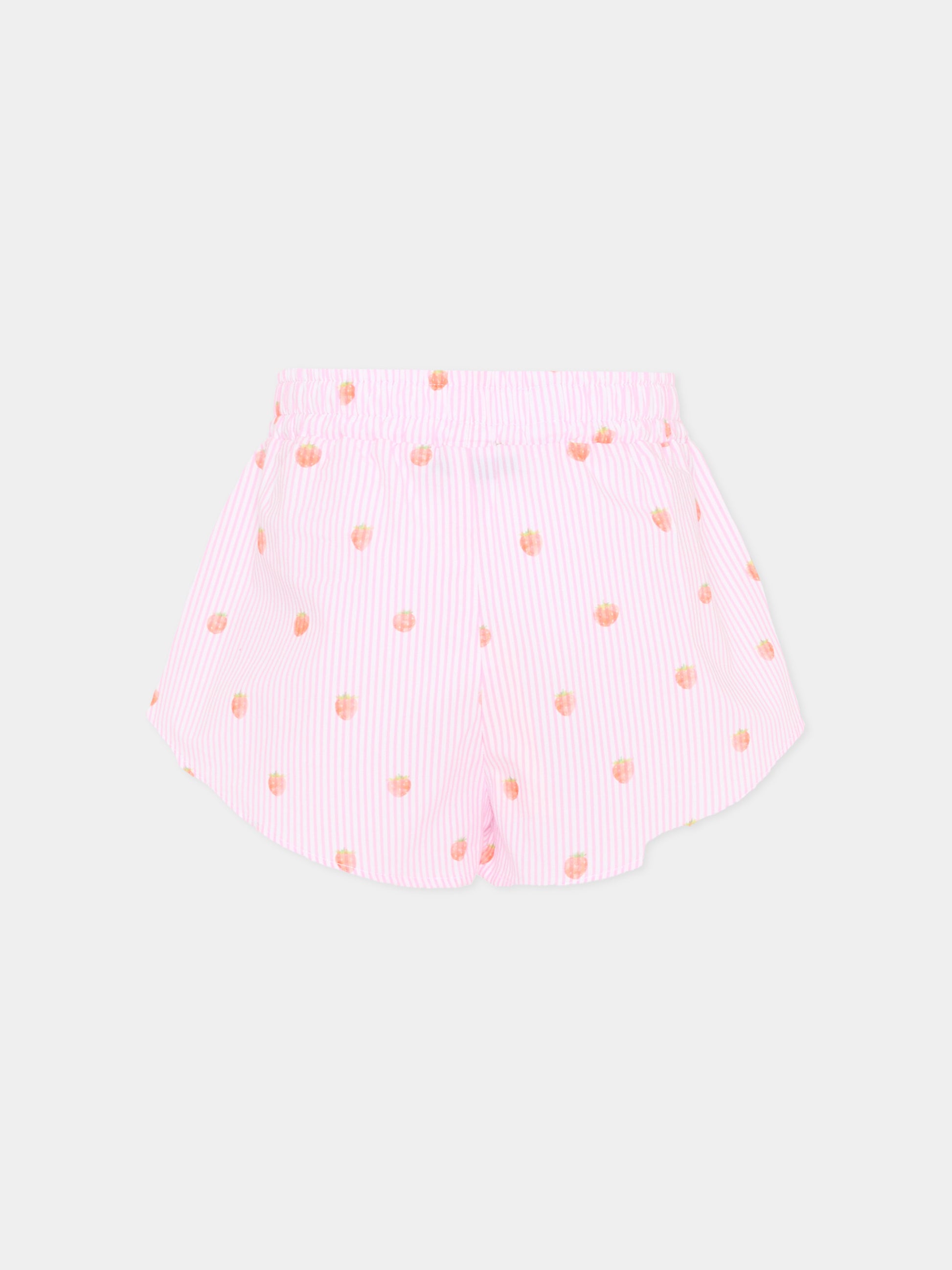 Shorts rosa per bambina con fragole,Joshua Sanders Kidz,K36A3SO01PK