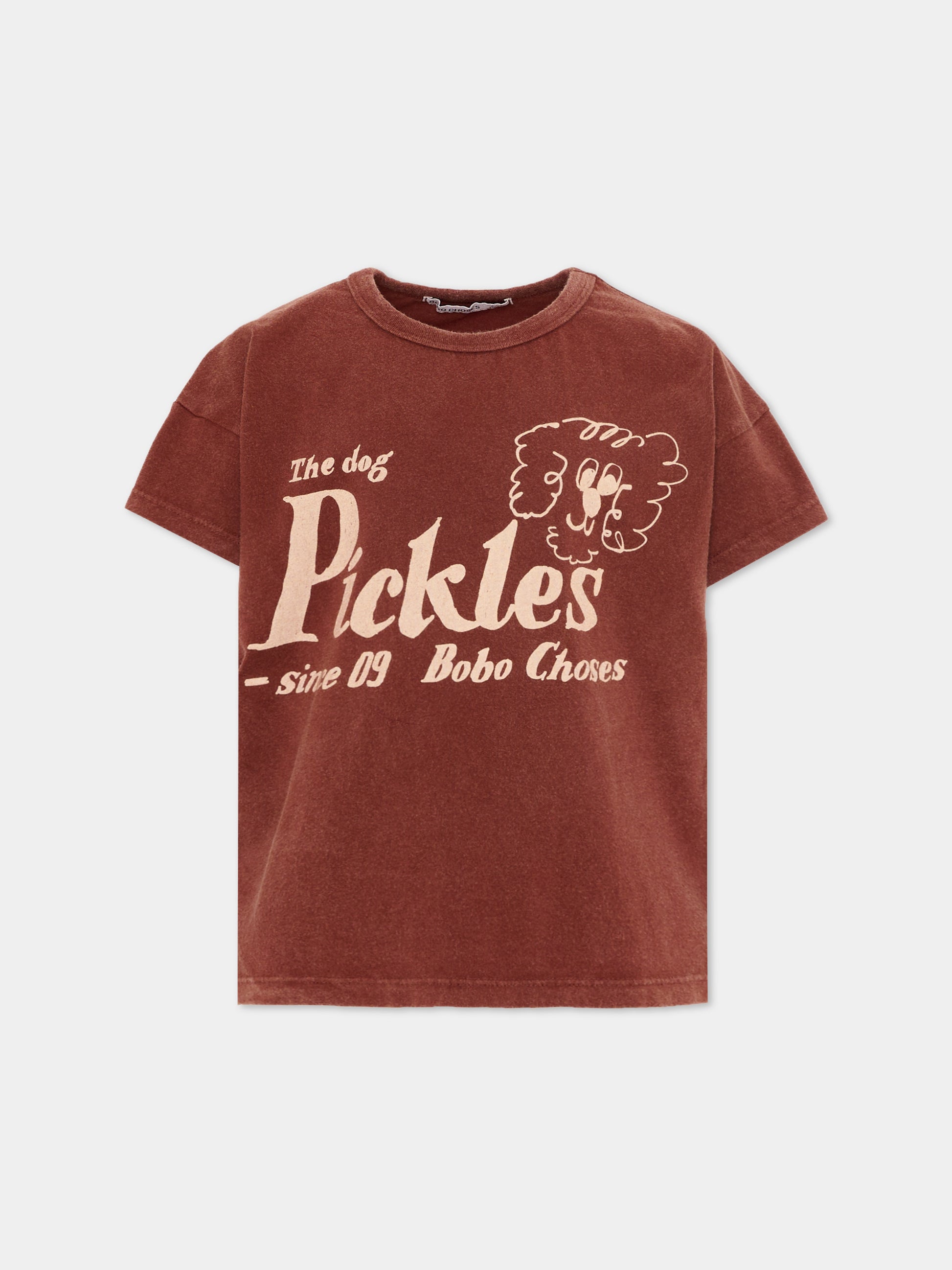 T-shirt marrone per bambina con logo,Bobo Choses,B126AC005