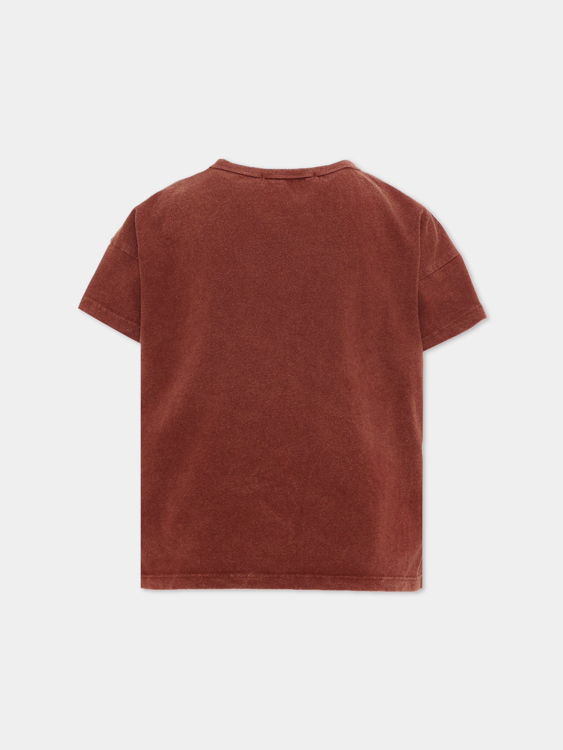T-shirt marrone per bambina con logo,Bobo Choses,B126AC005