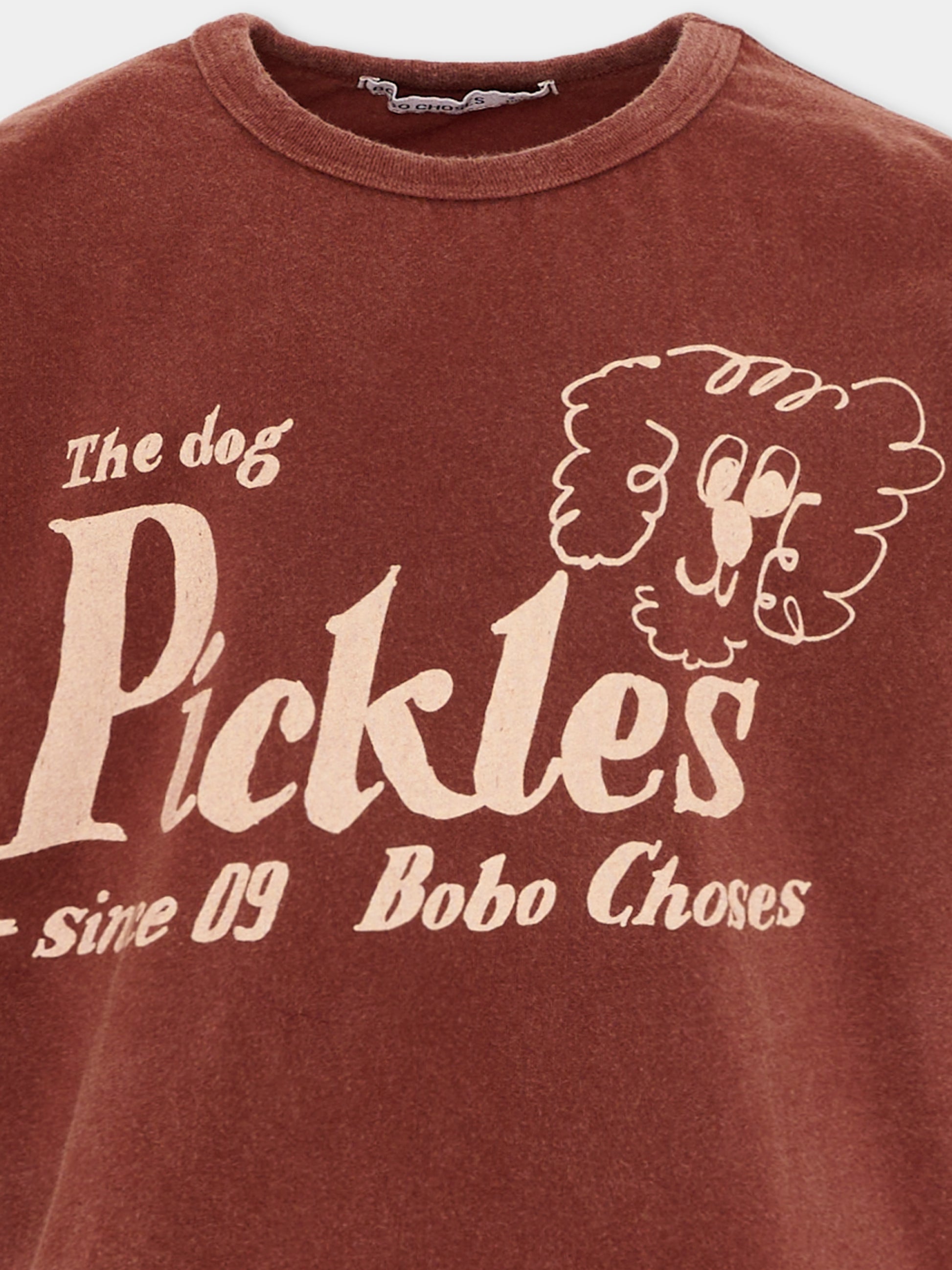 T-shirt marrone per bambina con logo,Bobo Choses,B126AC005