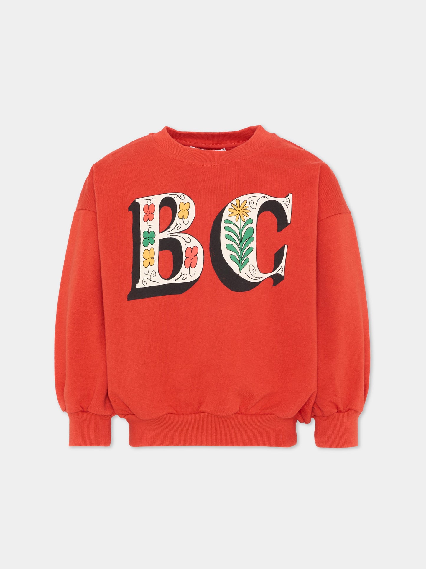 Felpa rossa per bambini con logo floreale,Bobo Choses,B126AC039