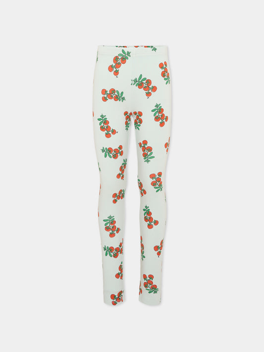 Leggings azzurro per bambina con pomodori,Bobo Choses,B126AC082