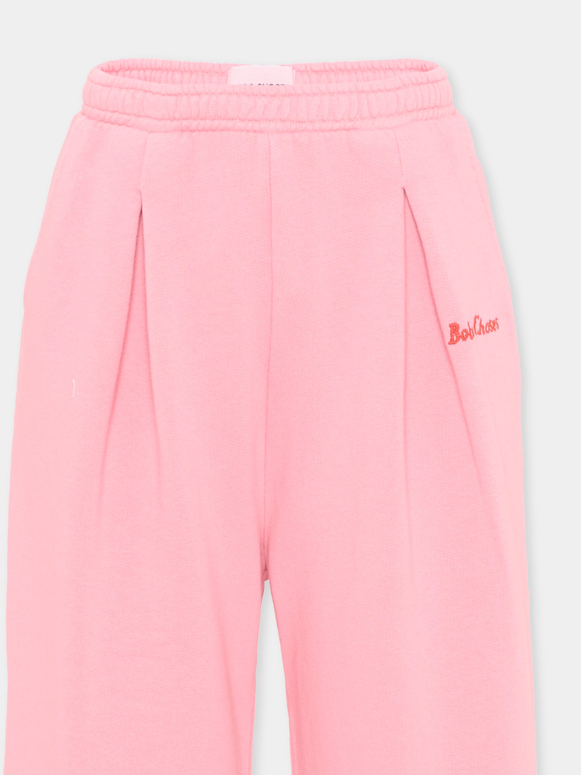 Pantaloni sportivi rosa per bambina con logo,Bobo Choses,B126AC087