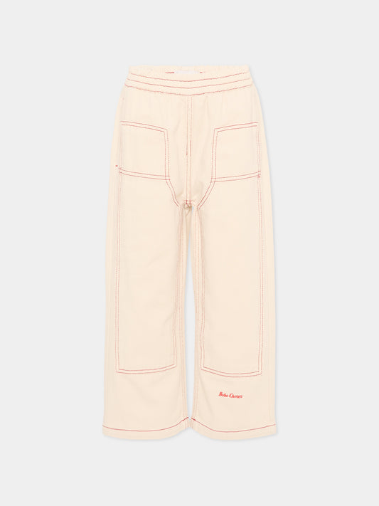 Jeans beige per bambini con logo,Bobo Choses,B126AC094