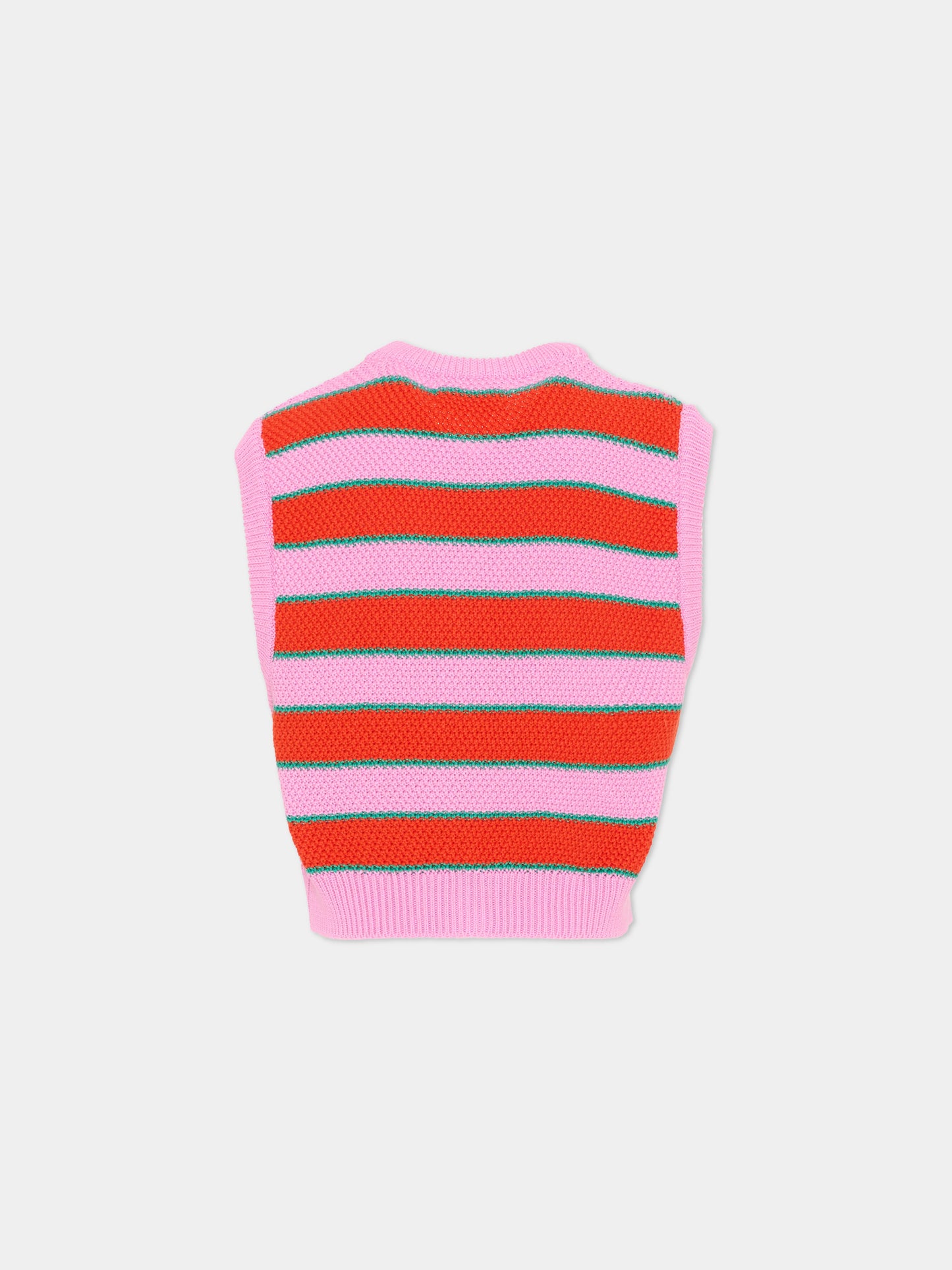 Maglia gilet multicolor a righe per bambina,Bobo Choses,B126AC116