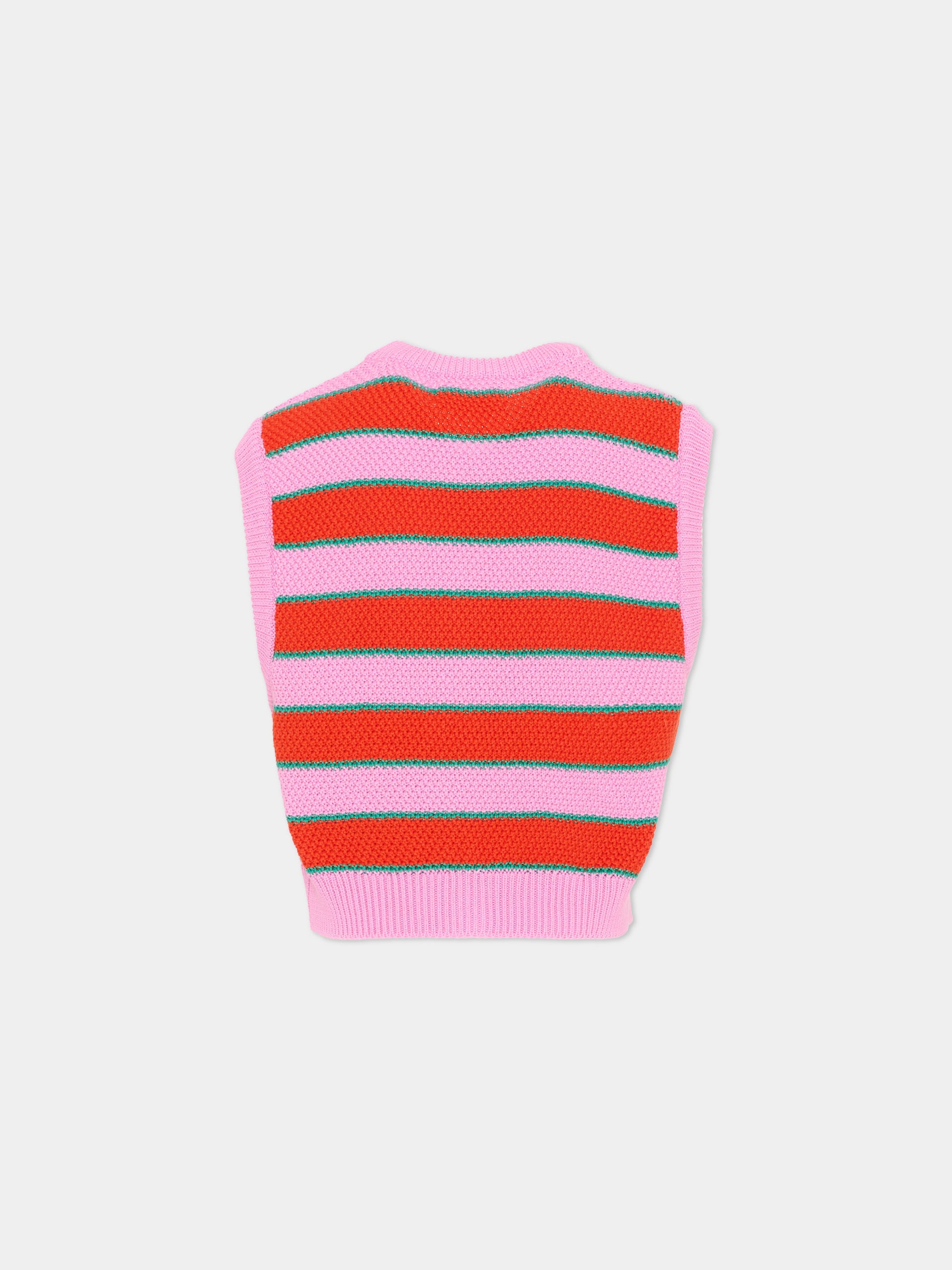Maglia gilet multicolor a righe per bambina,Bobo Choses,B126AC116