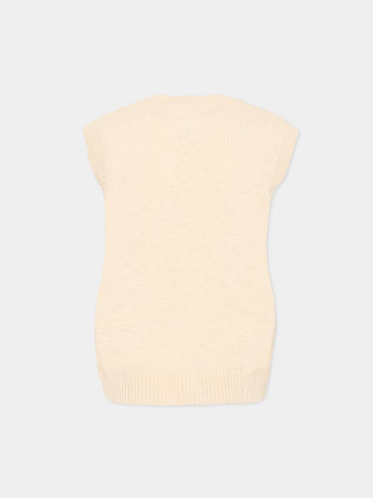 Gilet beige per bambini con logo,Bobo Choses,B126AC150