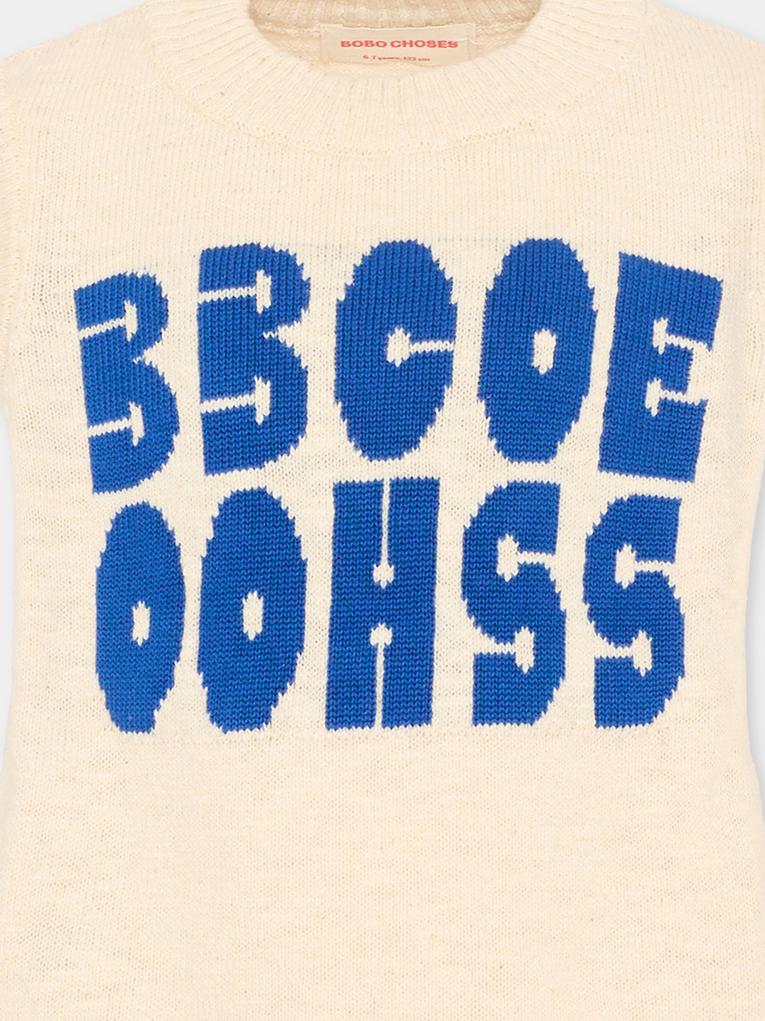 Gilet beige per bambini con logo,Bobo Choses,B126AC150